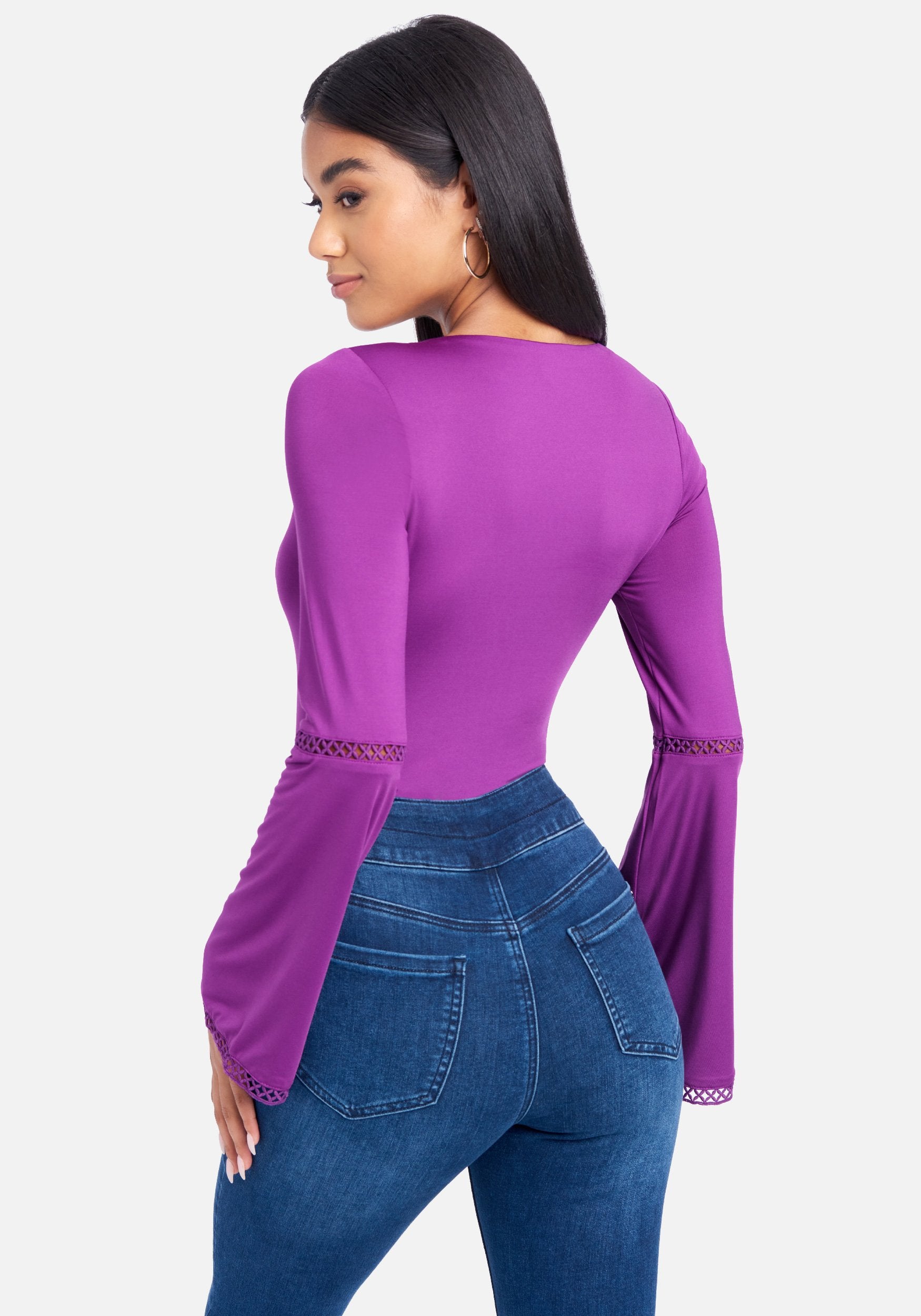 Bell Sleeve V Neck Bodysuit