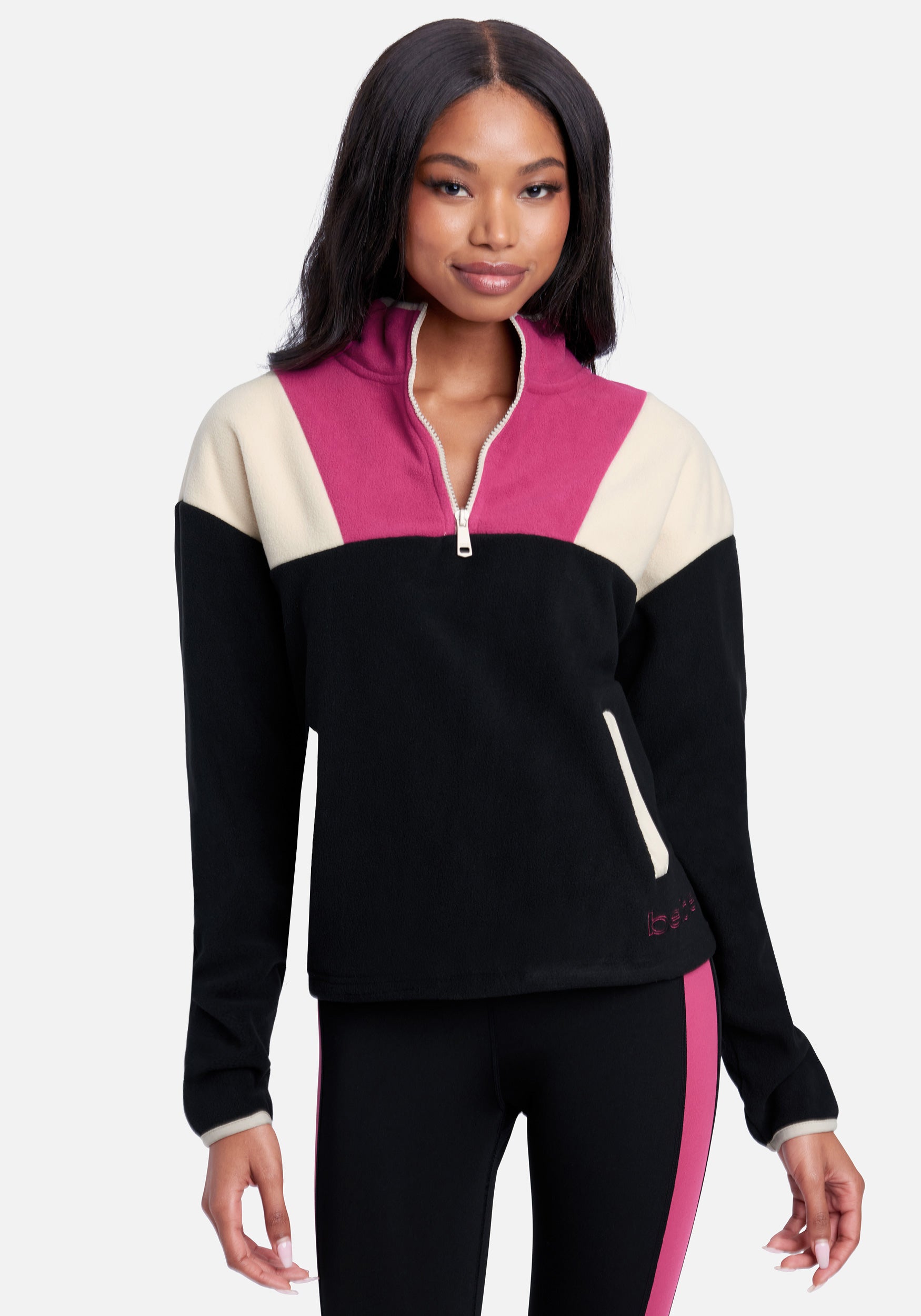 Bebe Logo  Fleece Color Block Pullover