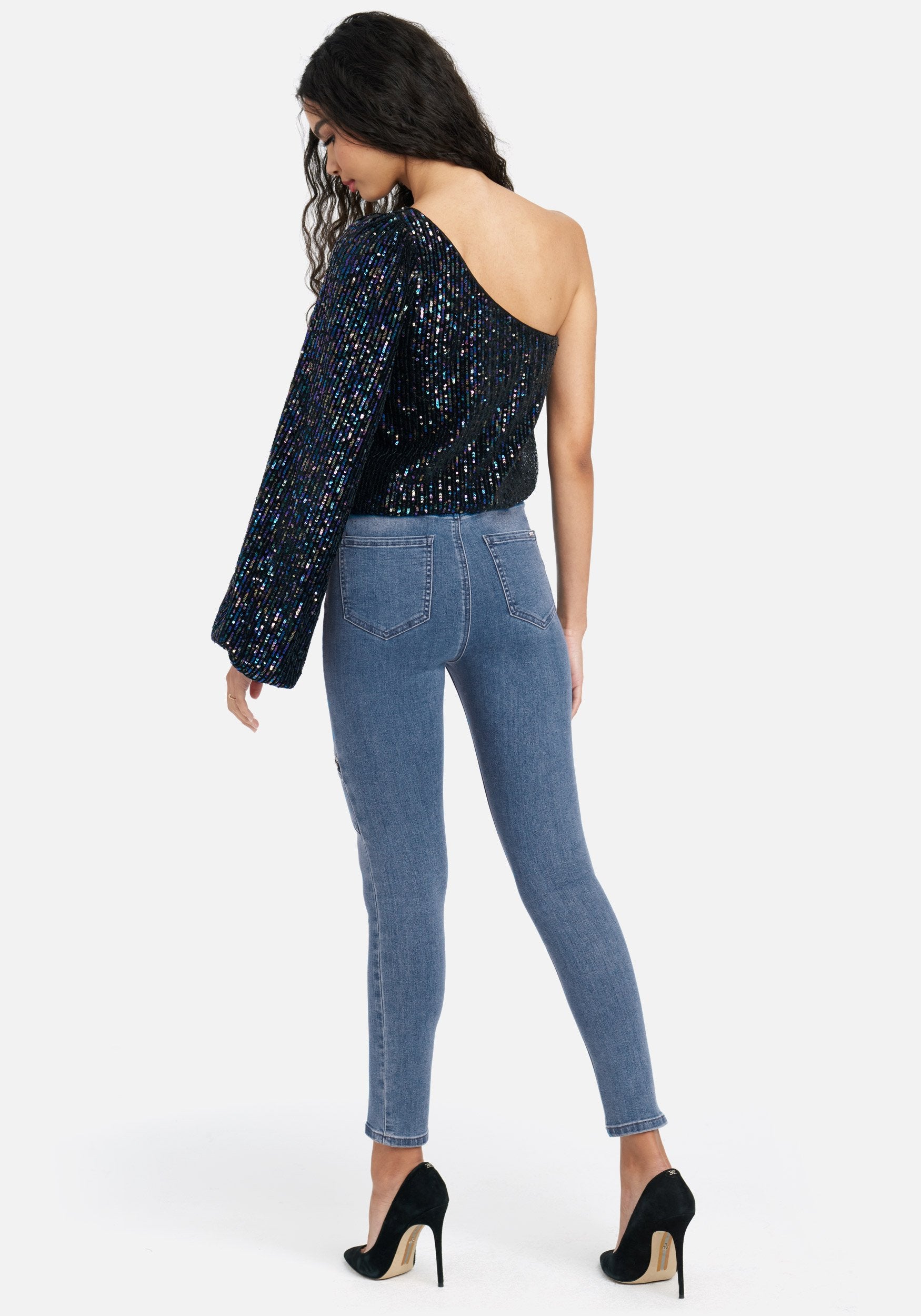 High Waist Multi Stitch Skinny Jeans