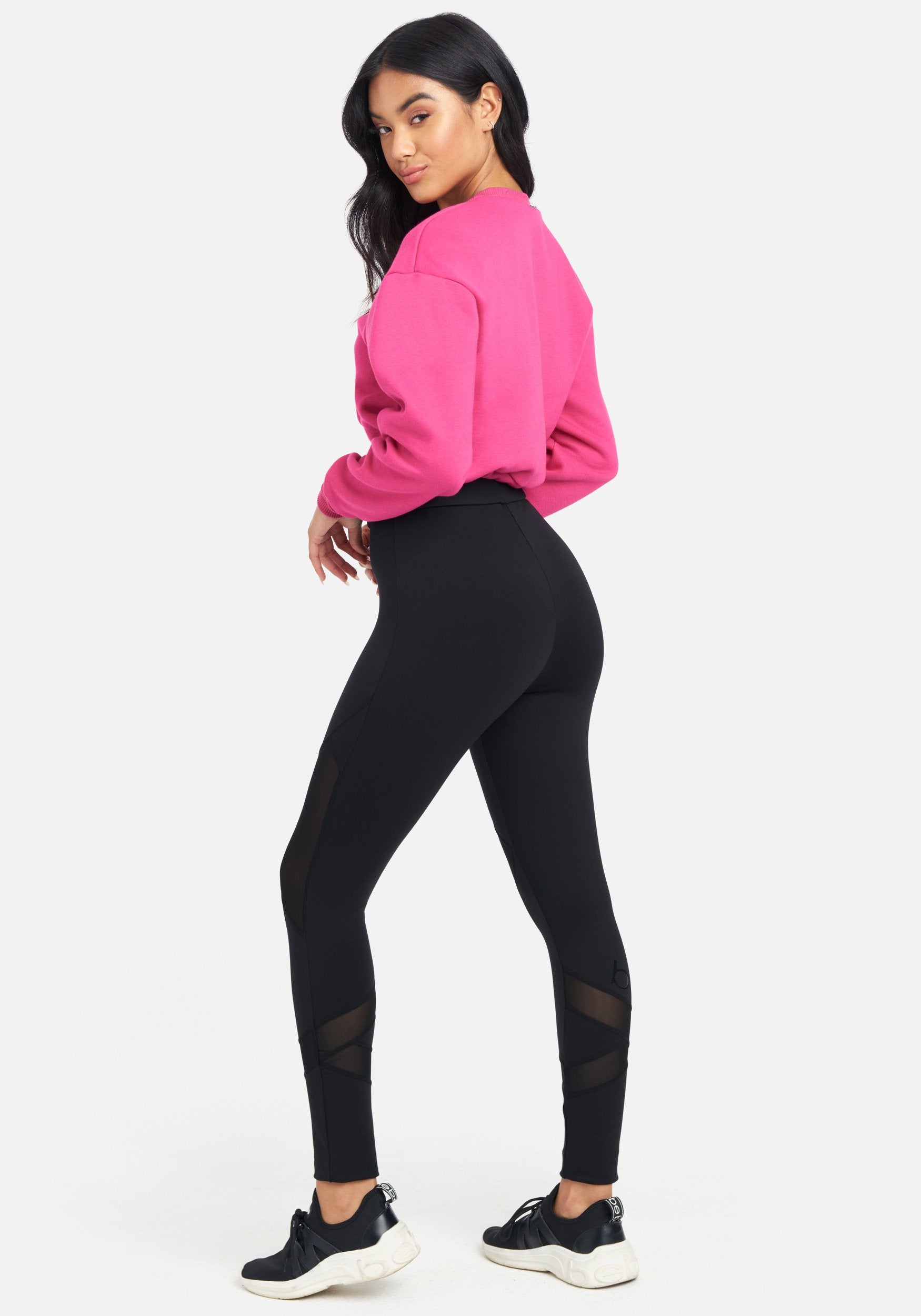 Bebe Logo Mesh Knit Leggings