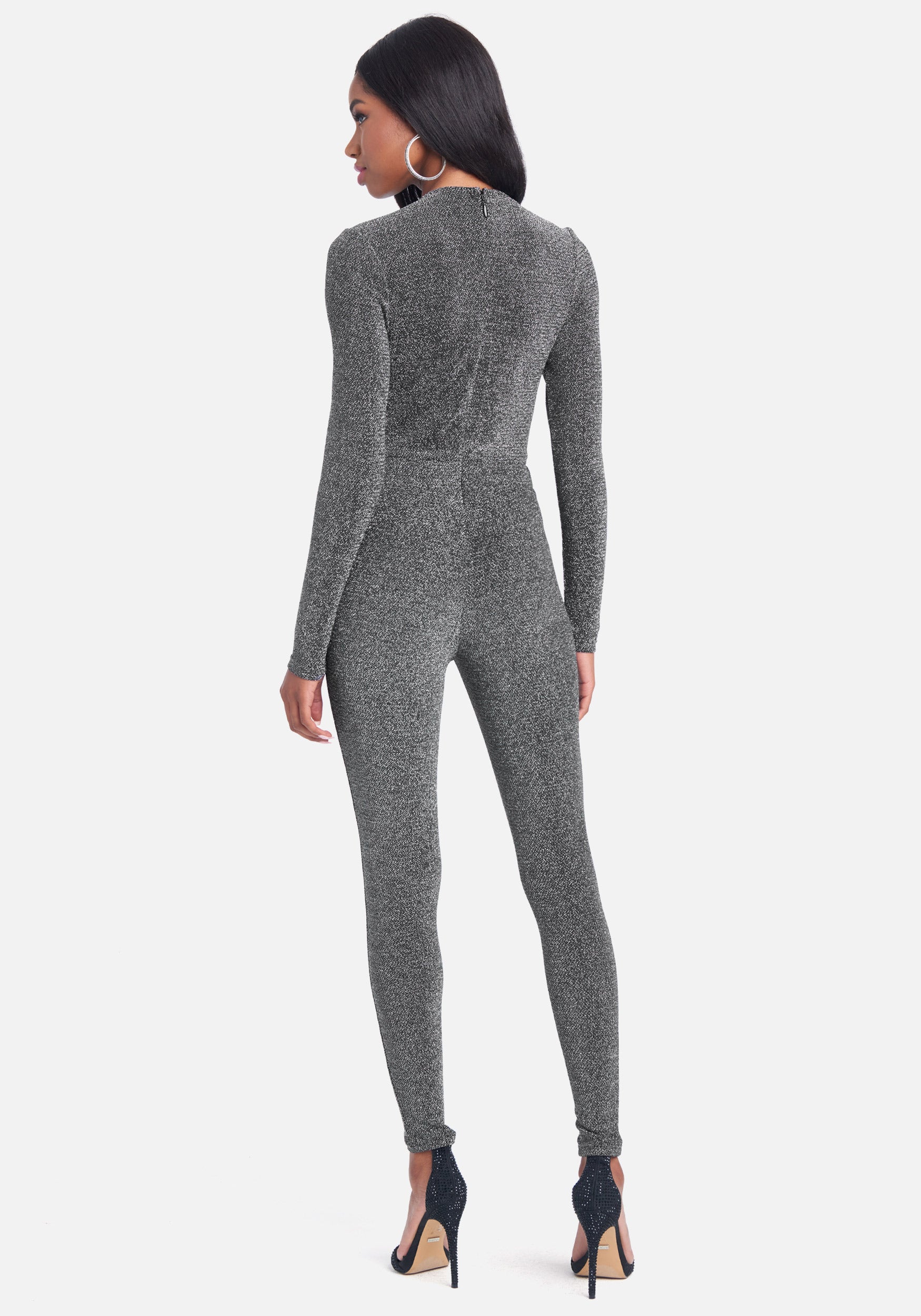 Plunge Neck Sparkle Catsuit