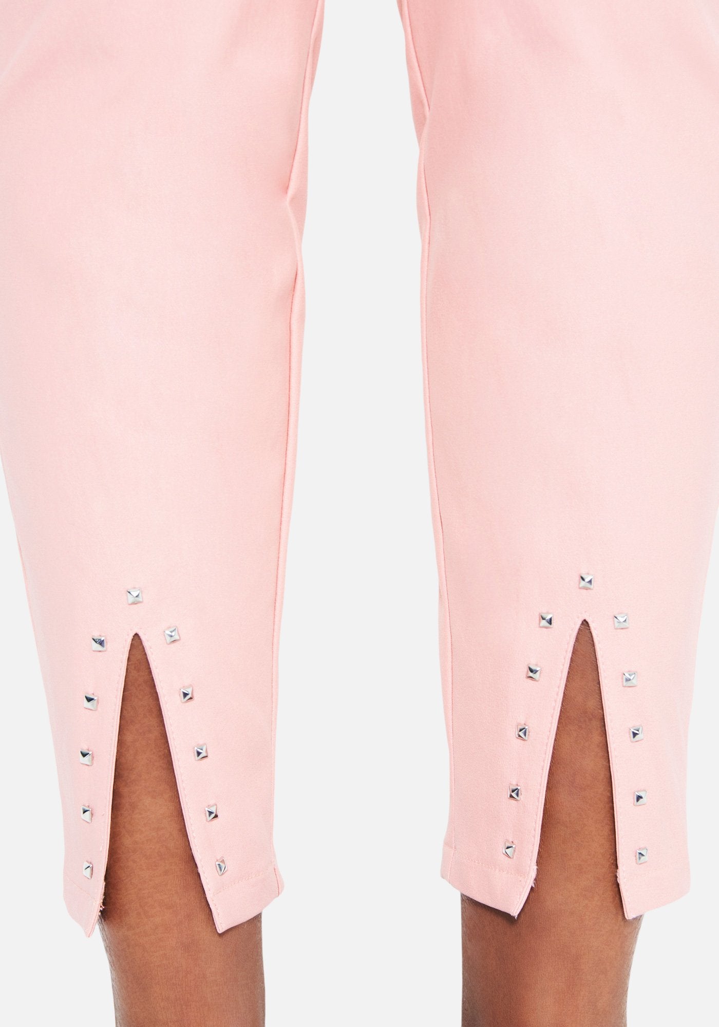 Stud Detail Slit Front Coated Pants