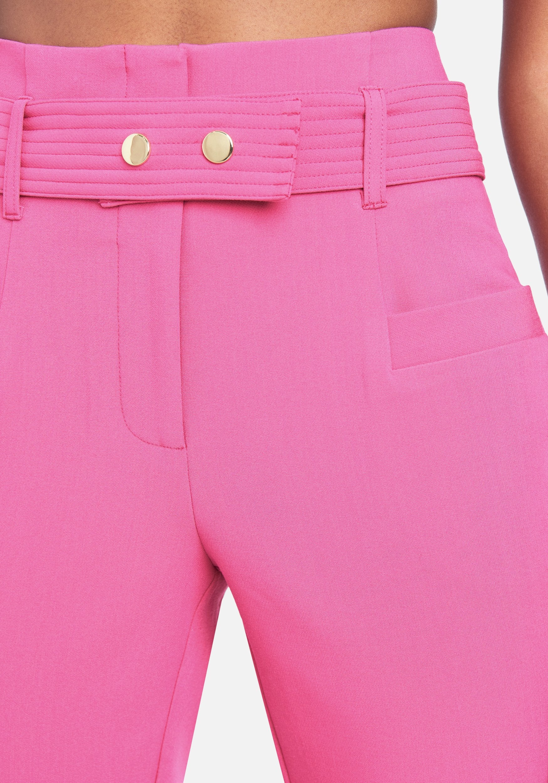 Stretch Twill Fitted Belted Pants