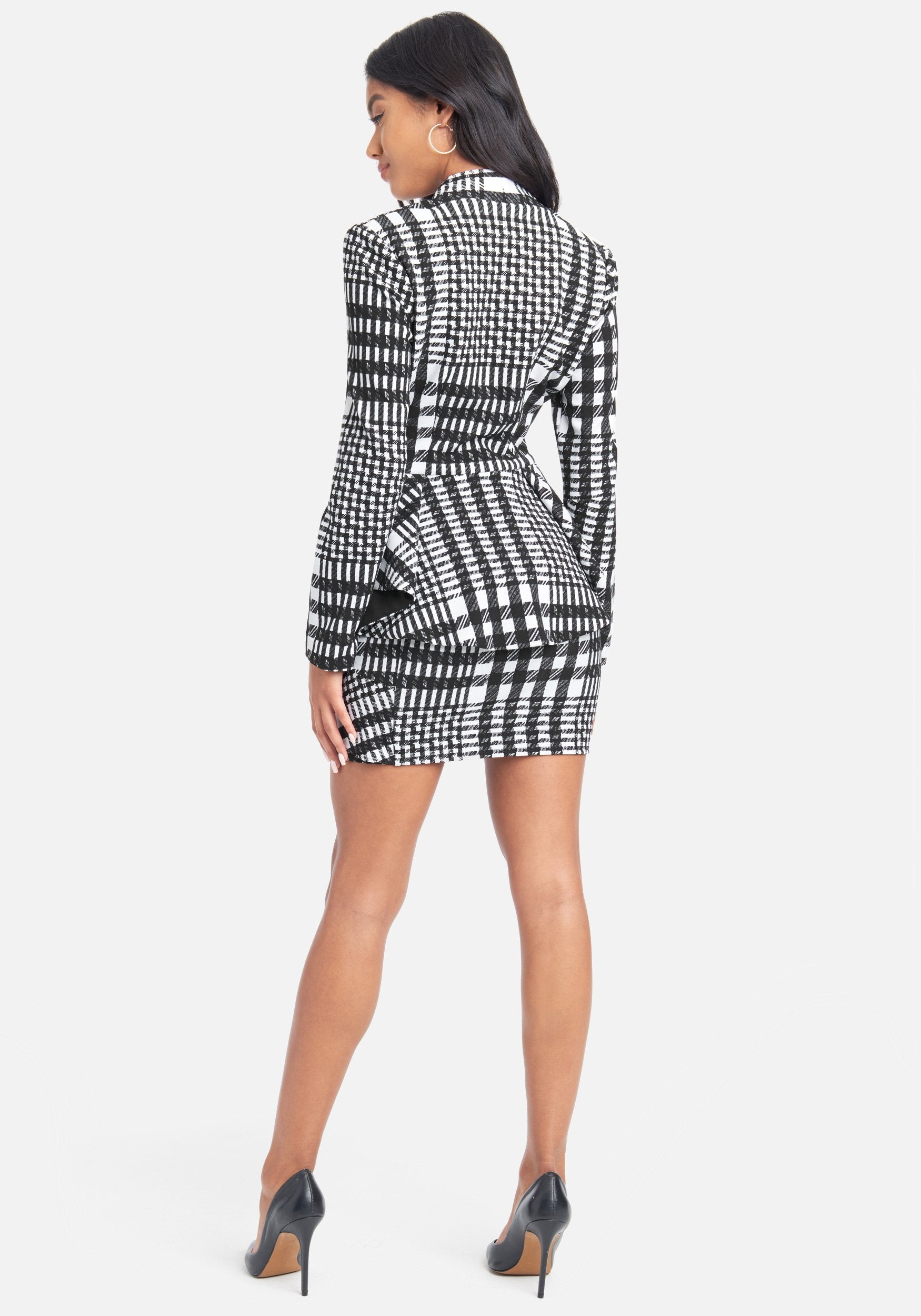 Houndstooth Ruffle Mini Skirt