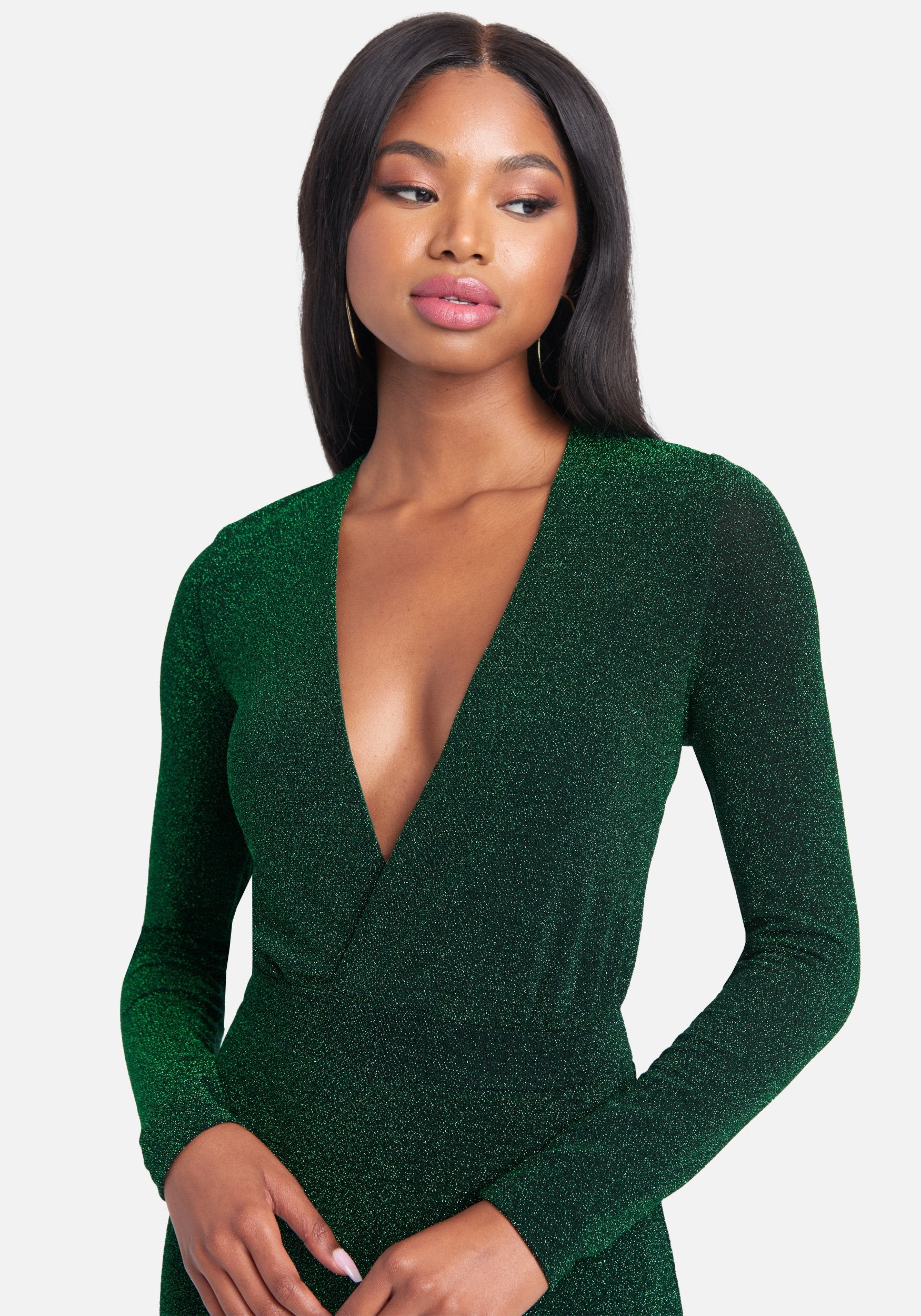 Plunge Neck Sparkle Catsuit