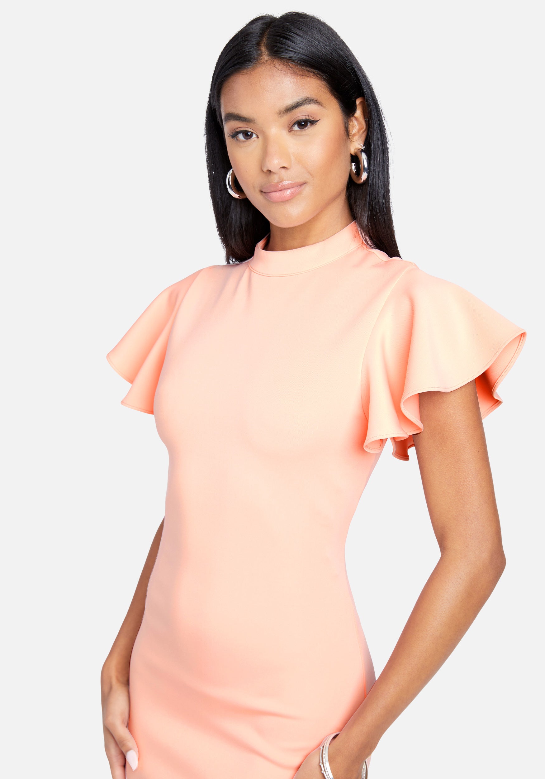 Flutter Mock Neck Knit Dress