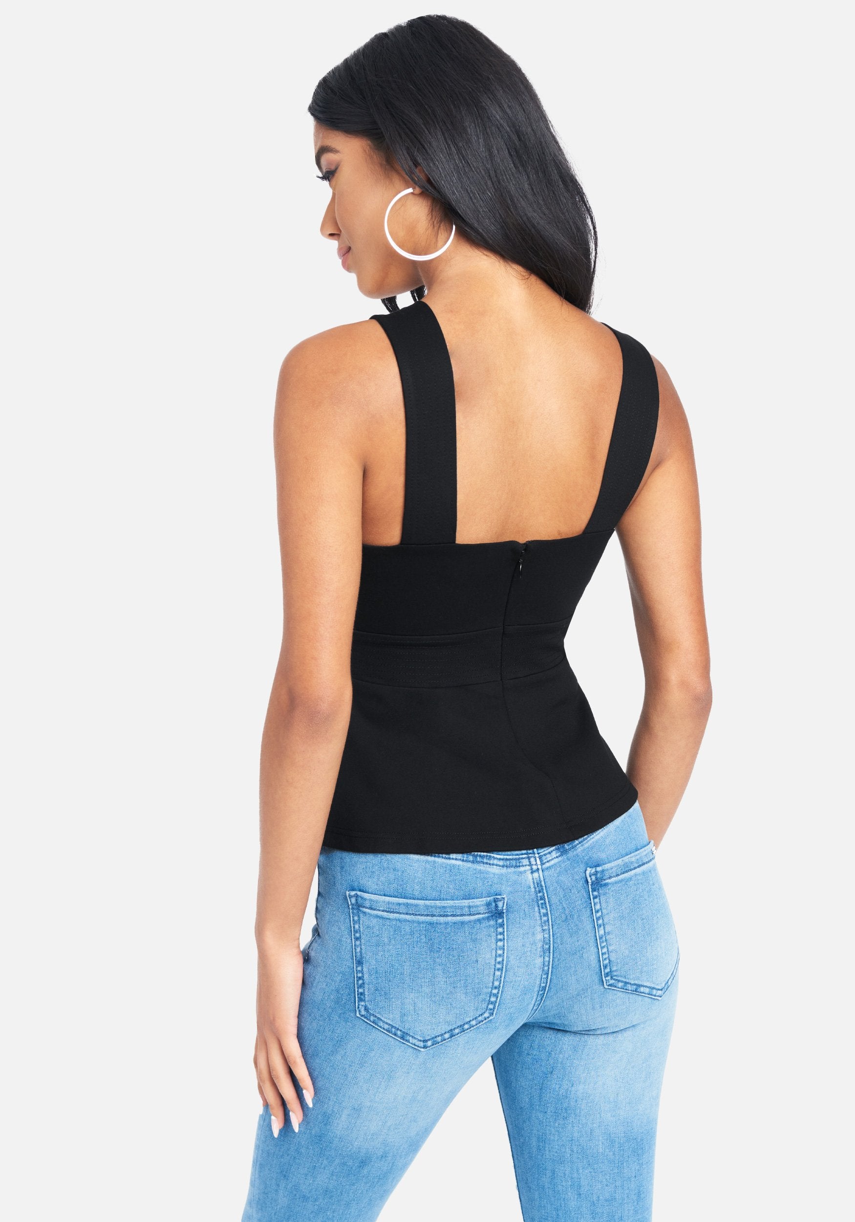Multi Stitch Peplum Ponte Top