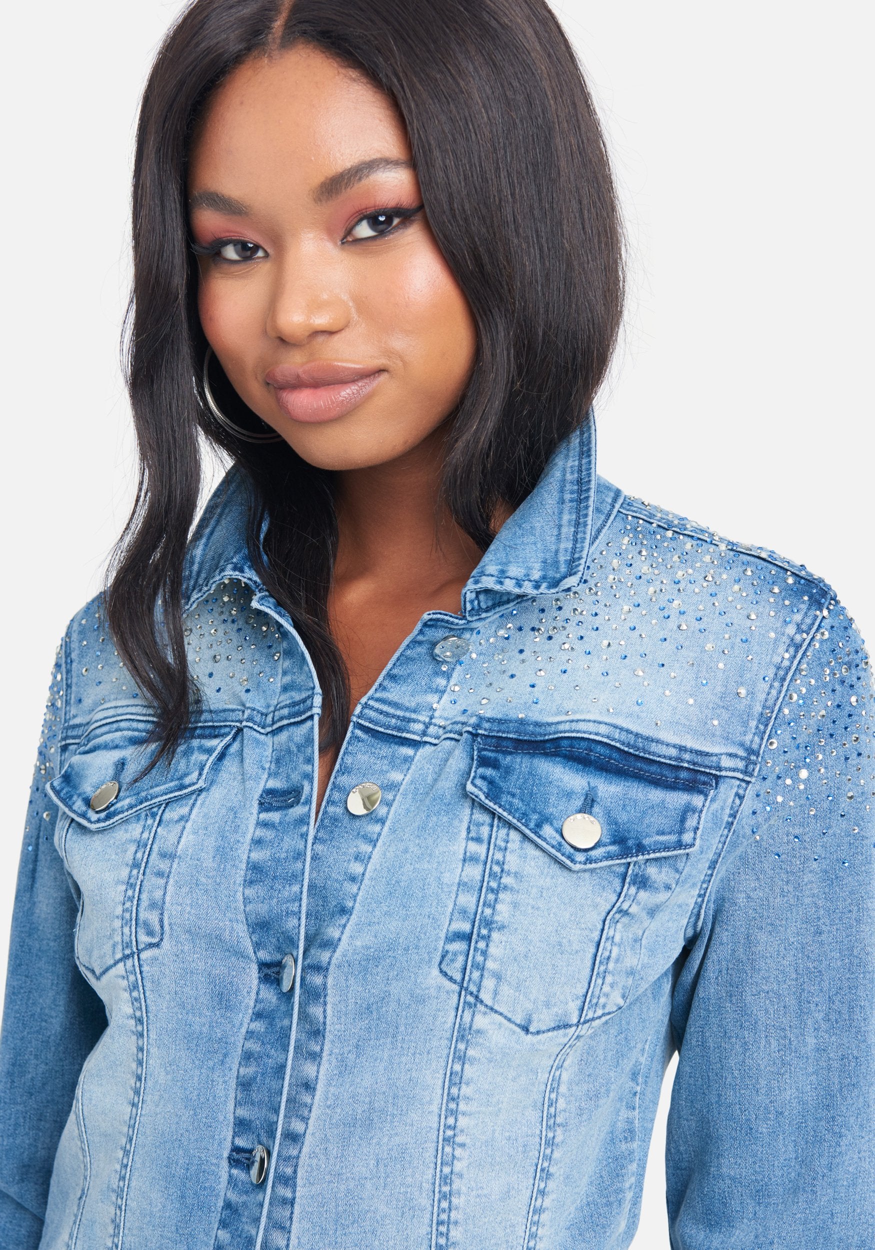 Stud and Rhinestone Jean Jacket