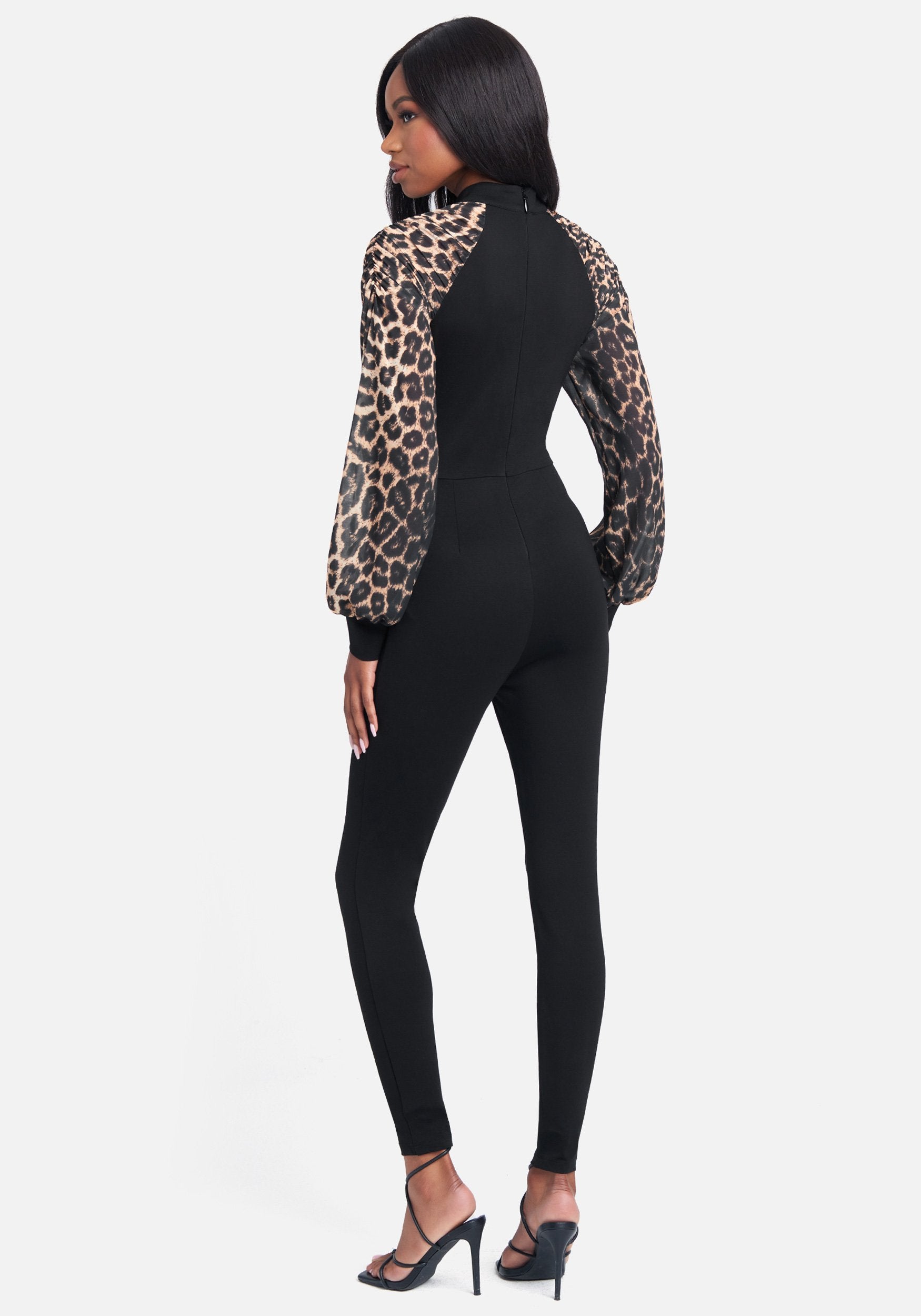 Printed Puff Sleeve Catsuit