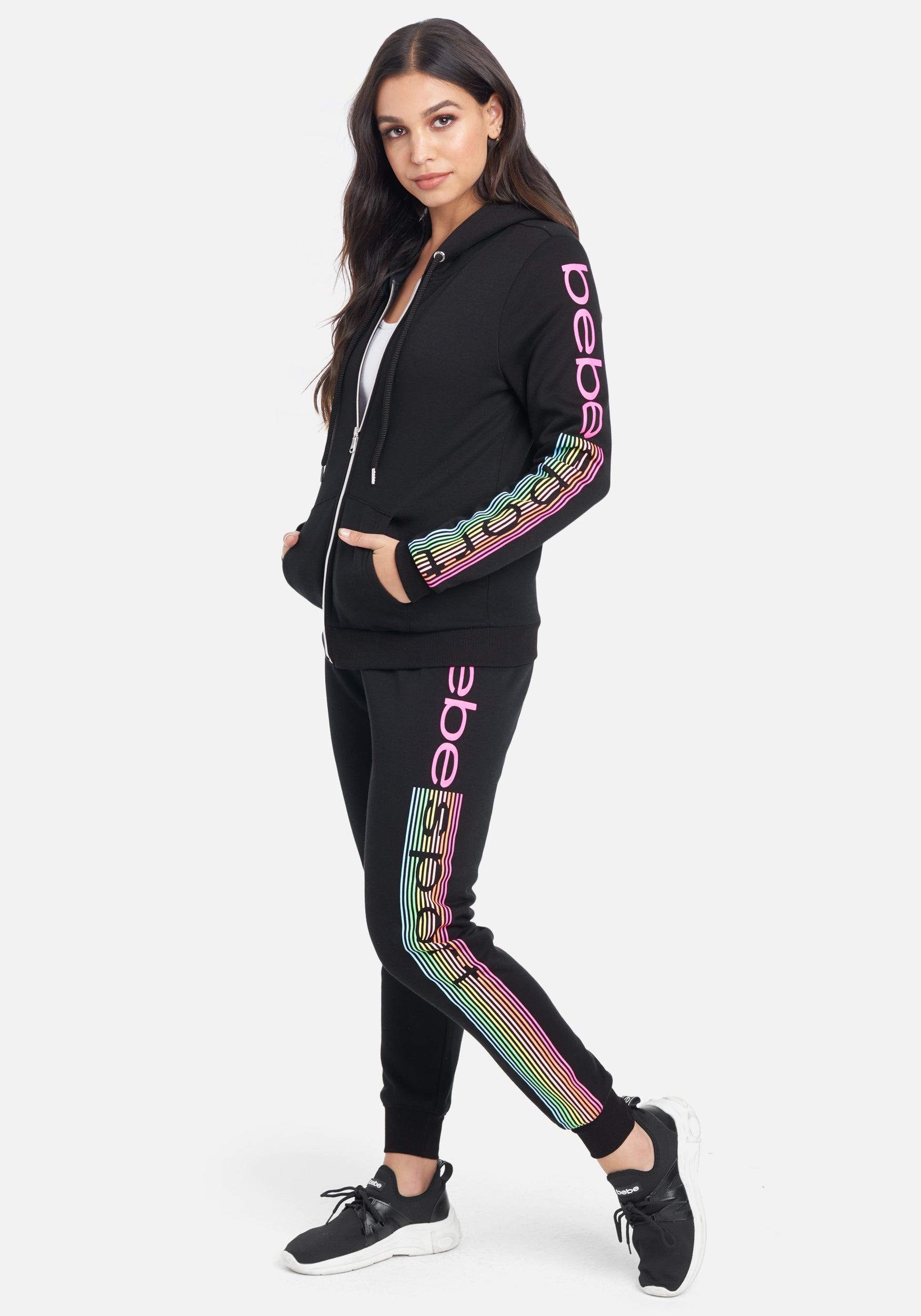 Bebe Sport Reflector Print Zip-Up Hoodie