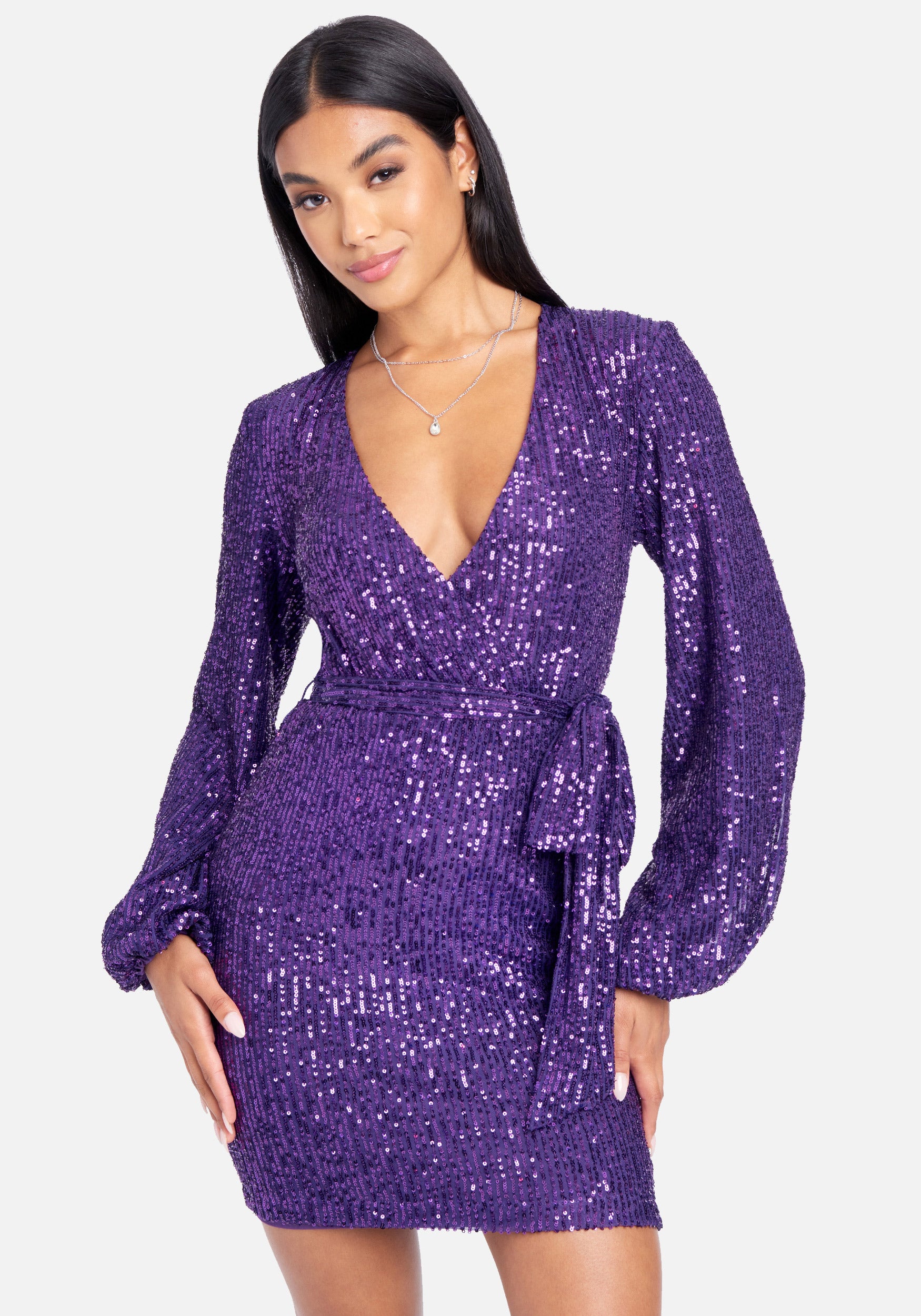 Sequin Tie Front Dress