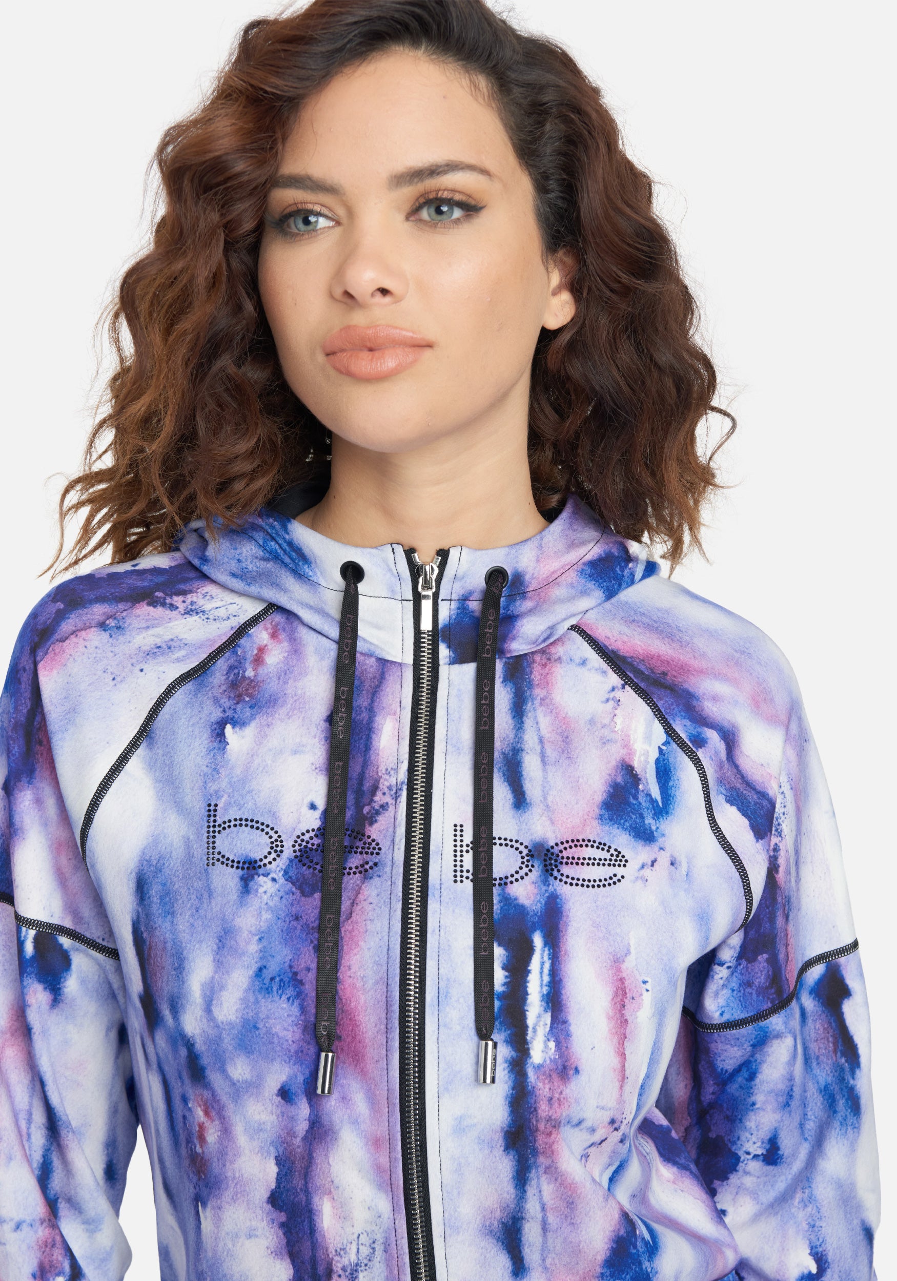 Bebe Logo Printed Zip Up Jacket