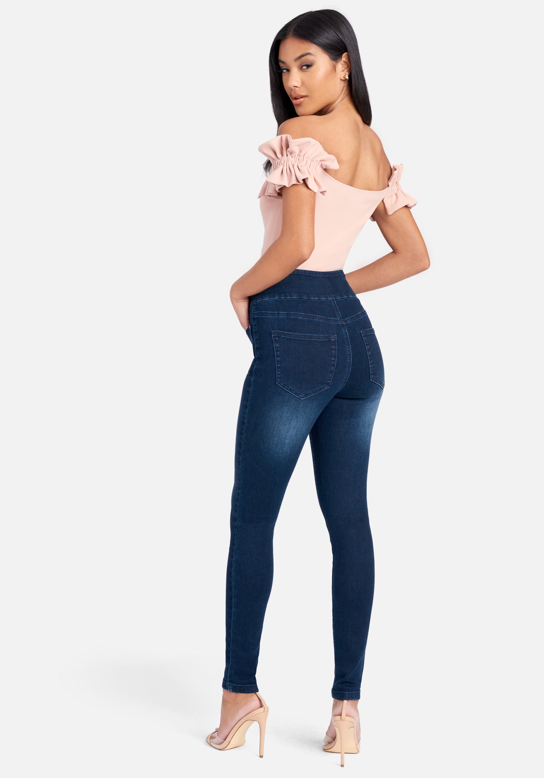 High Waist Zip Front Skinny Jeans