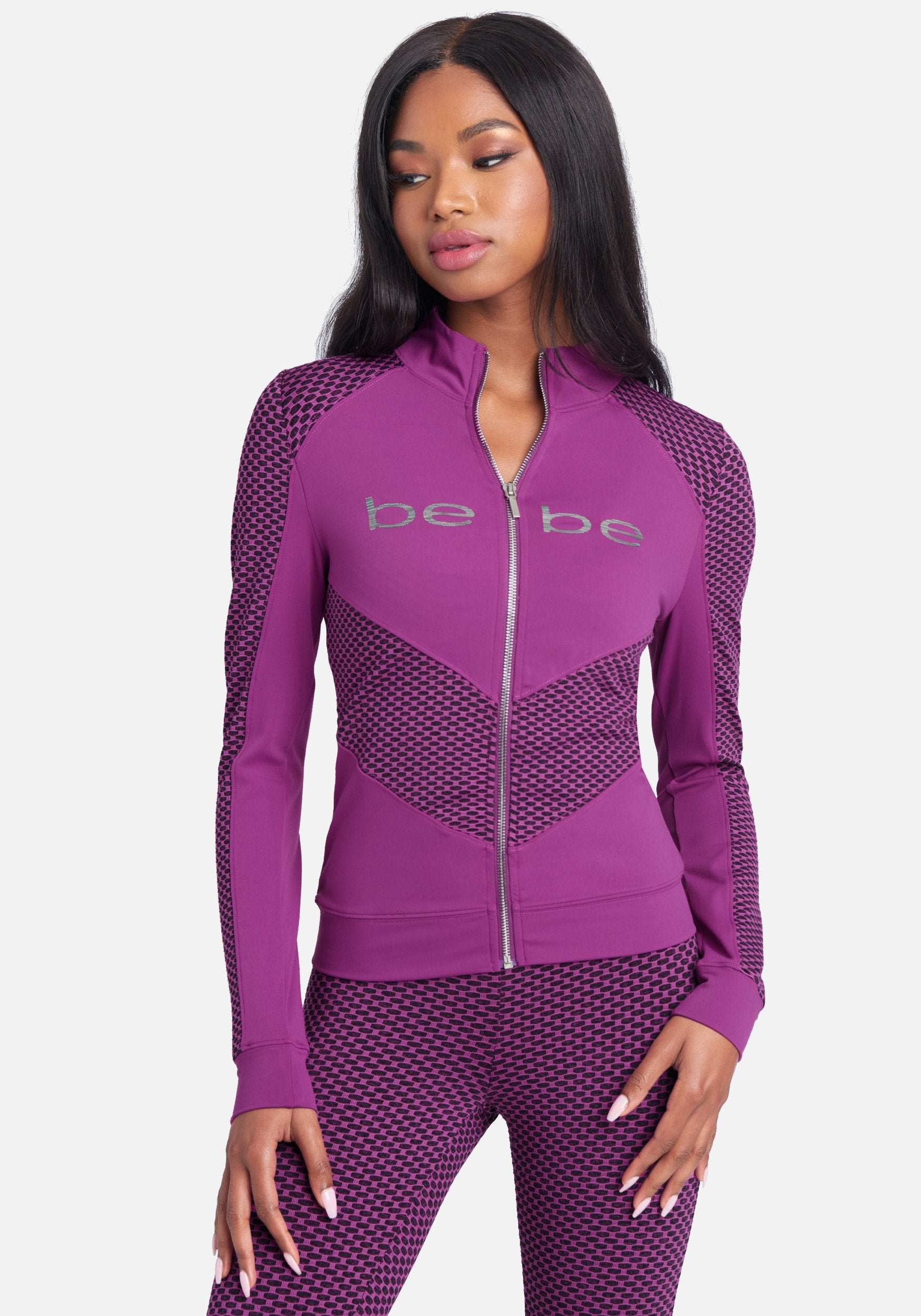 Holographic Bebe Logo 2 Tone Jacket