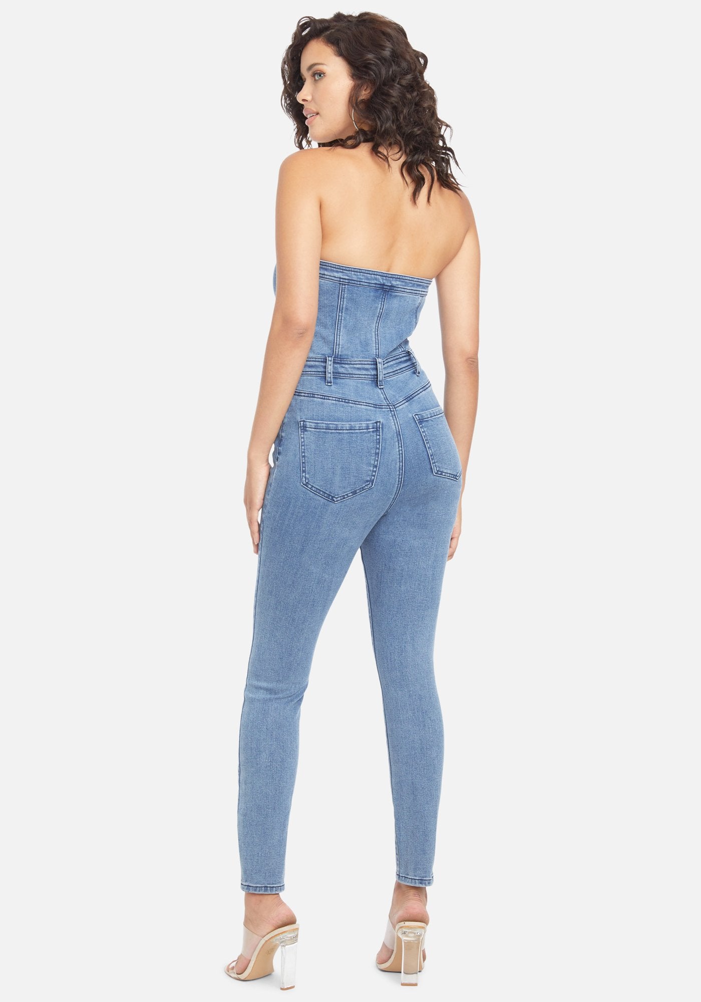Sweetheart Denim Skinny Jumpsuit