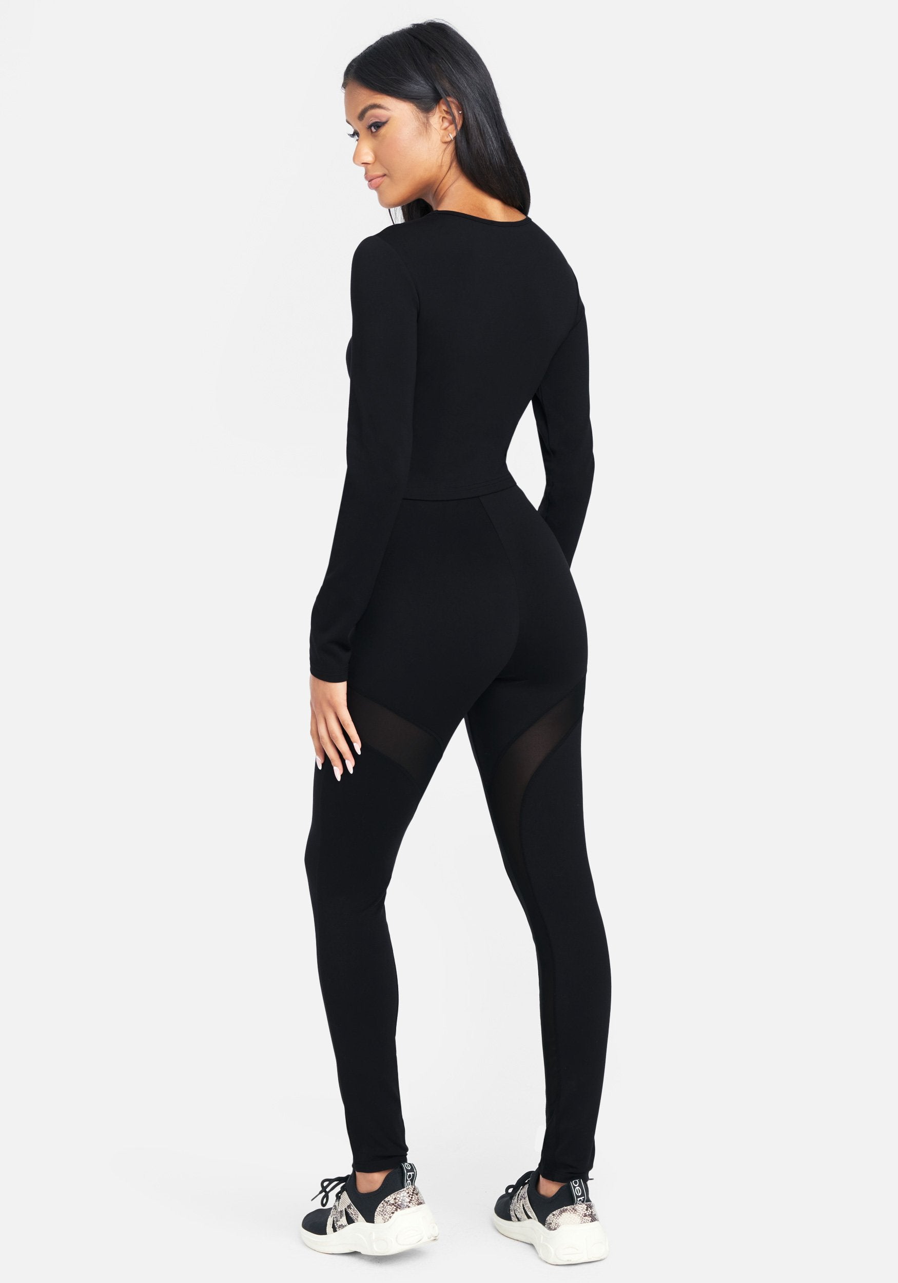 Bebe Logo High Waist Mesh Detail Legging