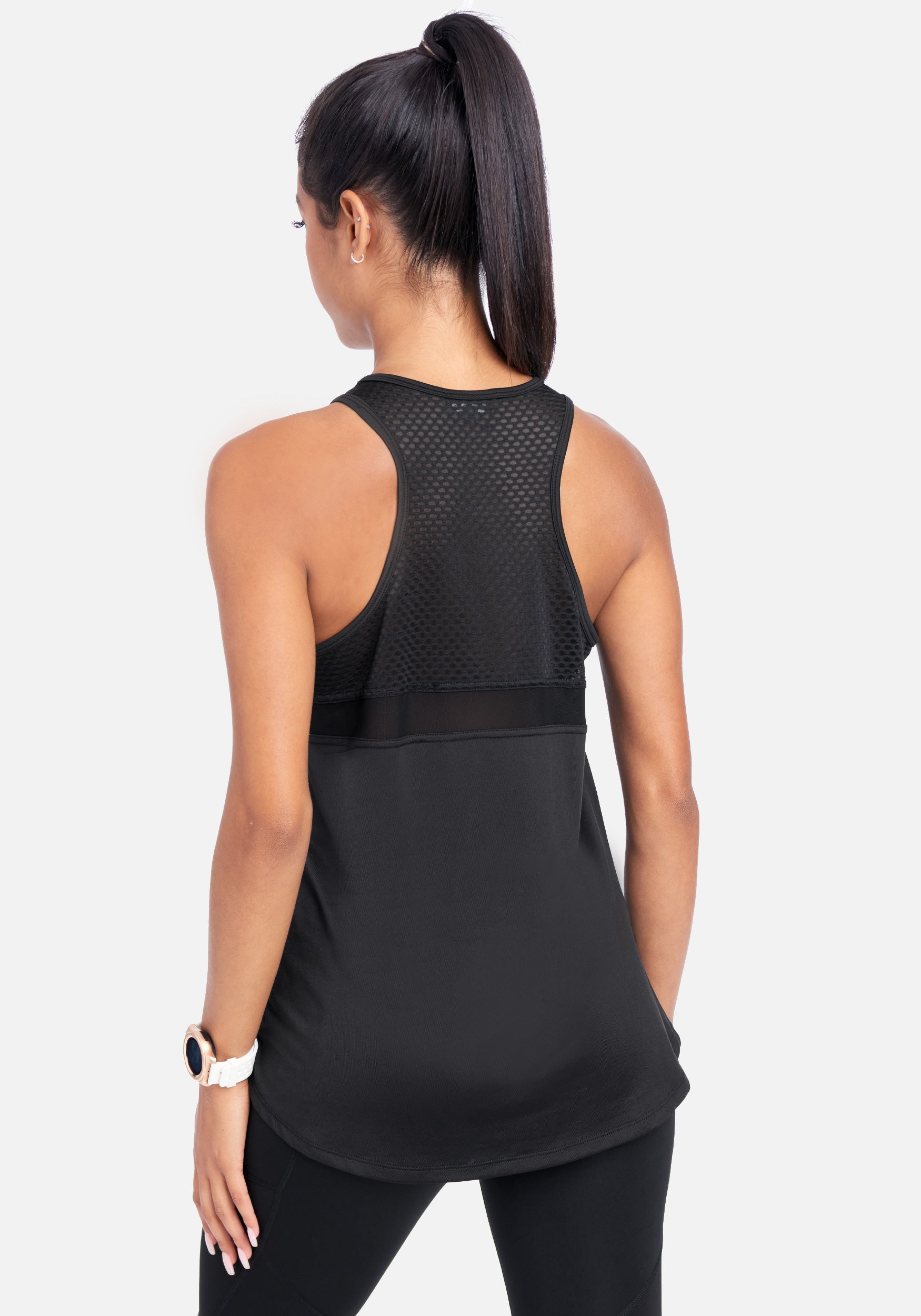 Bebe Sport Mesh Trim Hi-Lo Tank