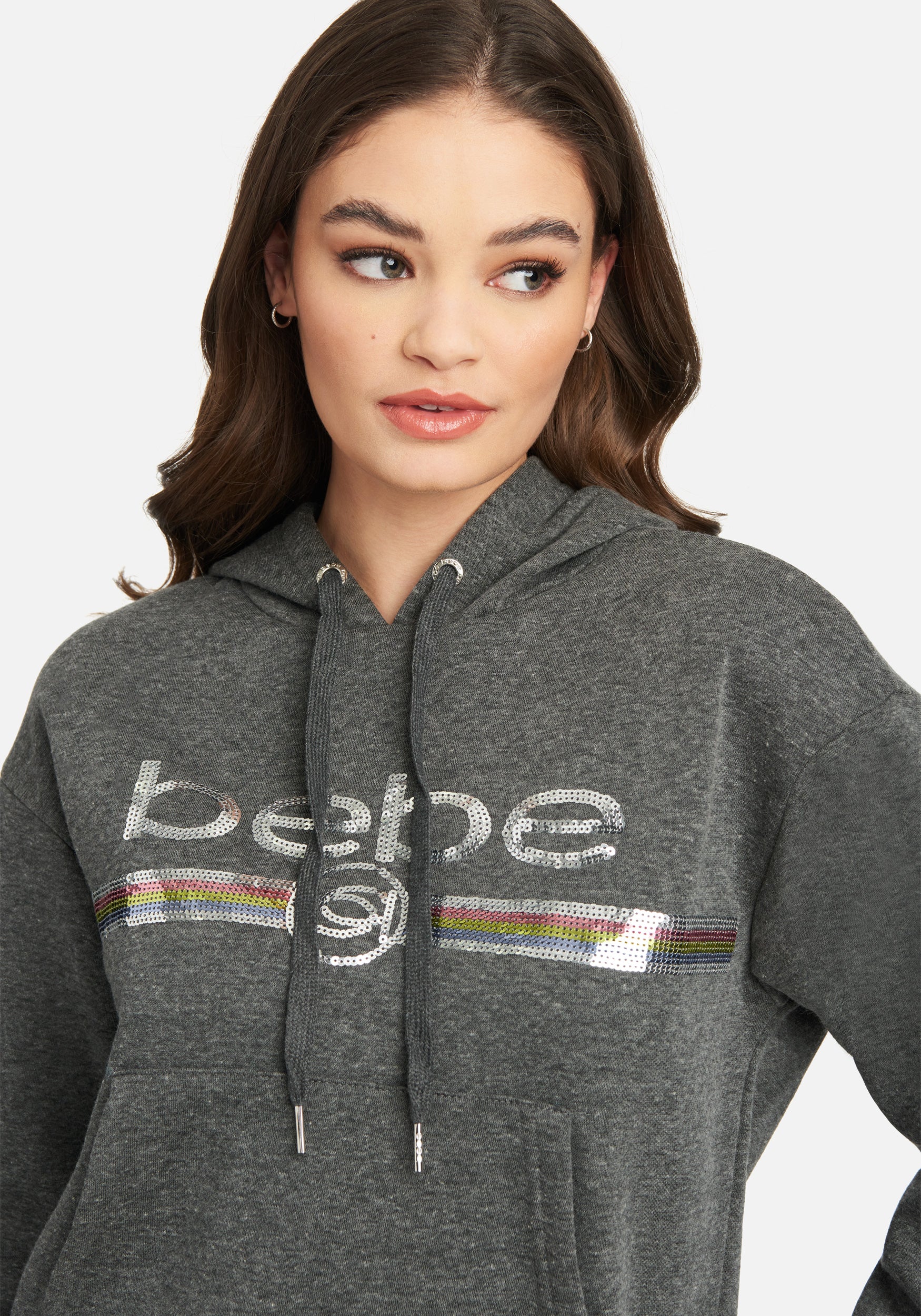 Bebe Sport Sequin Stripe Pullover
