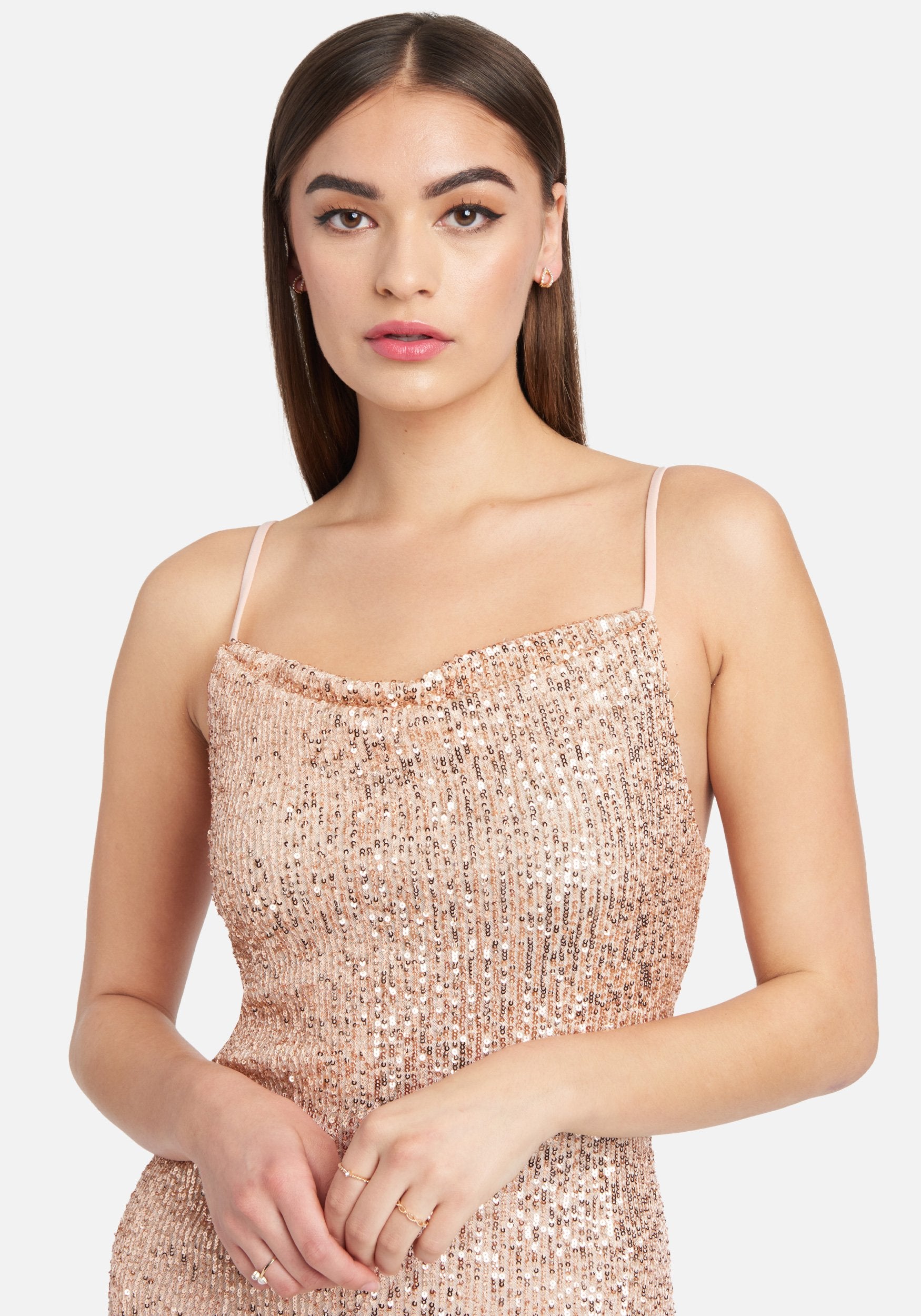 Cowl Sequin Mini  Dress