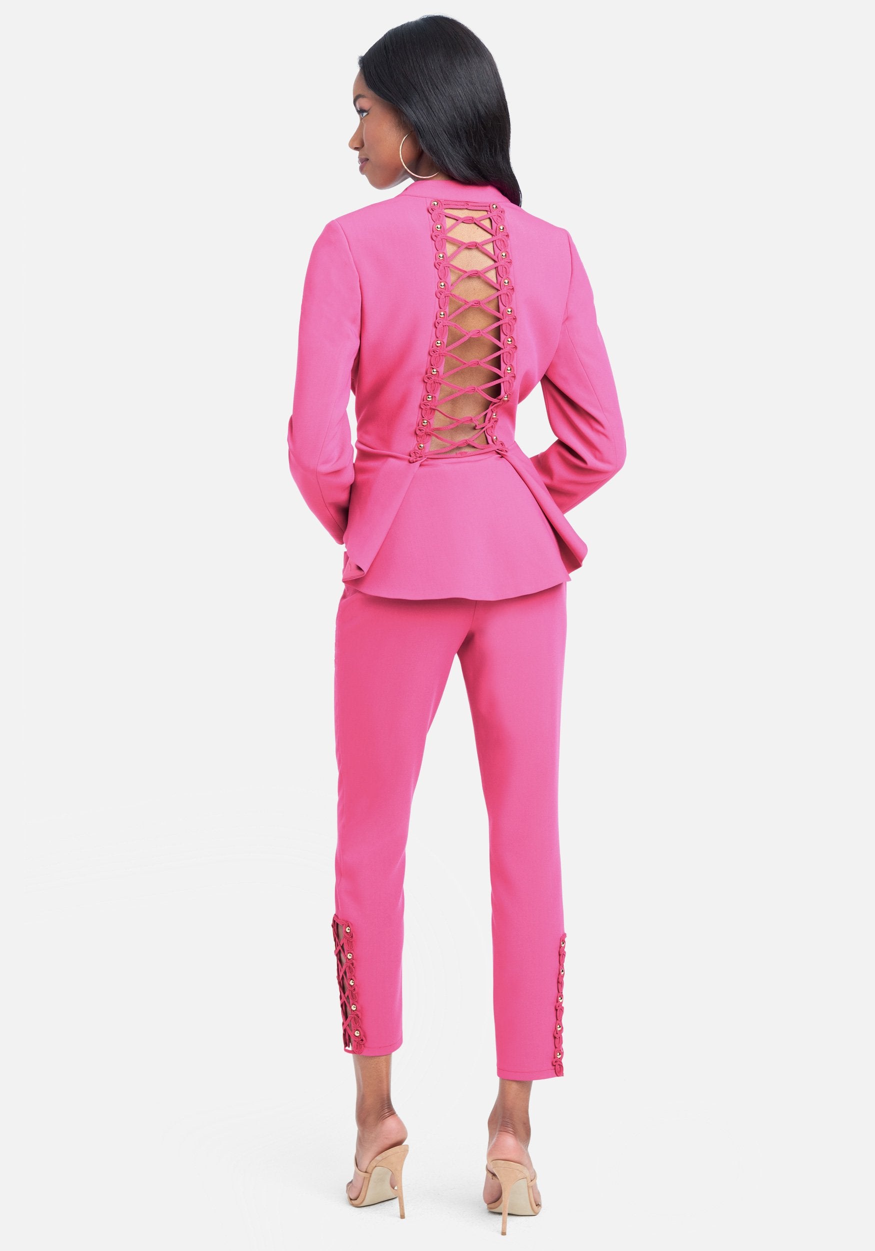 Stretch Twill Fitted Belted Pants