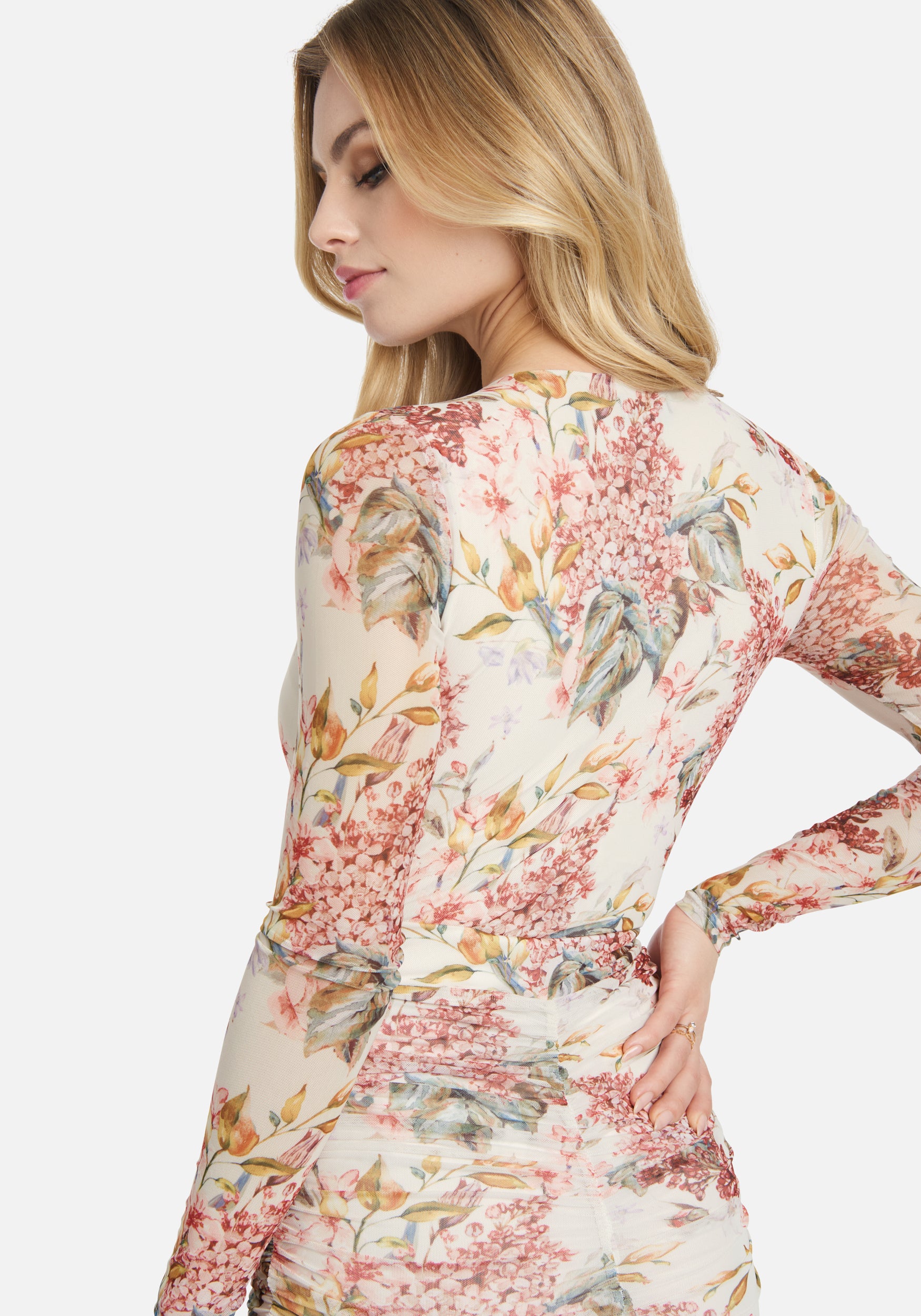 Printed Mesh Cross Front Bodysuit