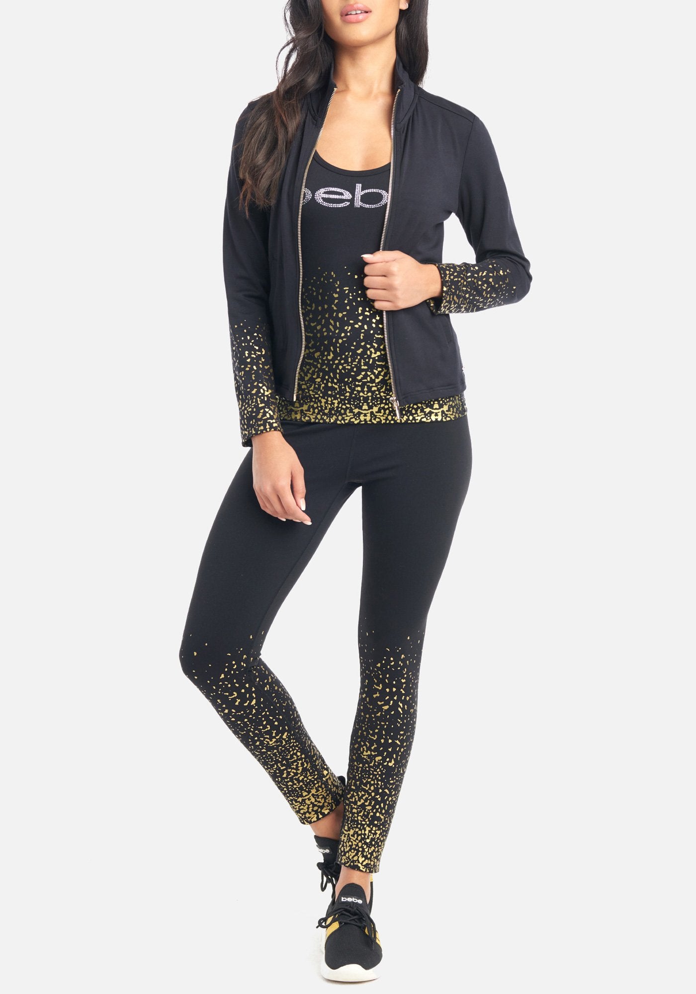 Bebe Logo Metallic Foil Jacket