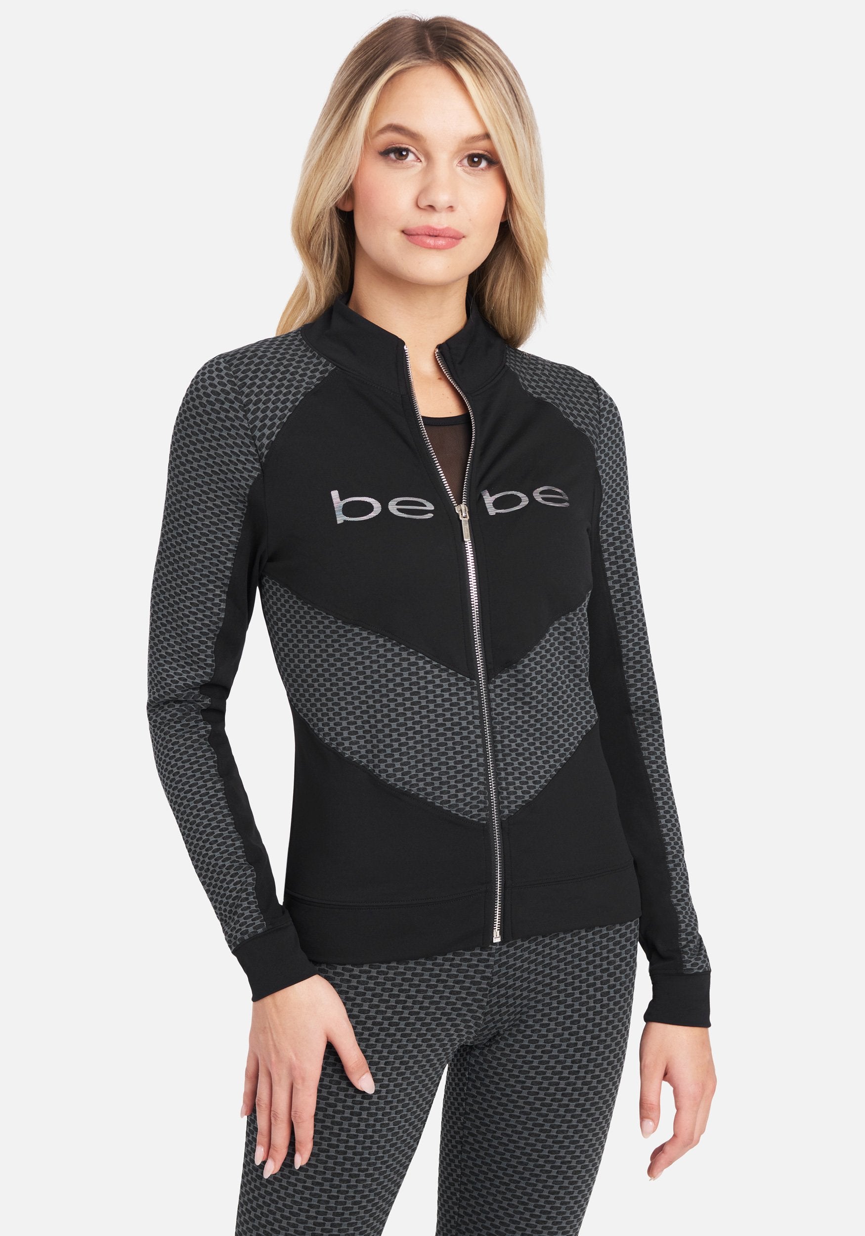Holographic Bebe Logo 2 Tone Jacket