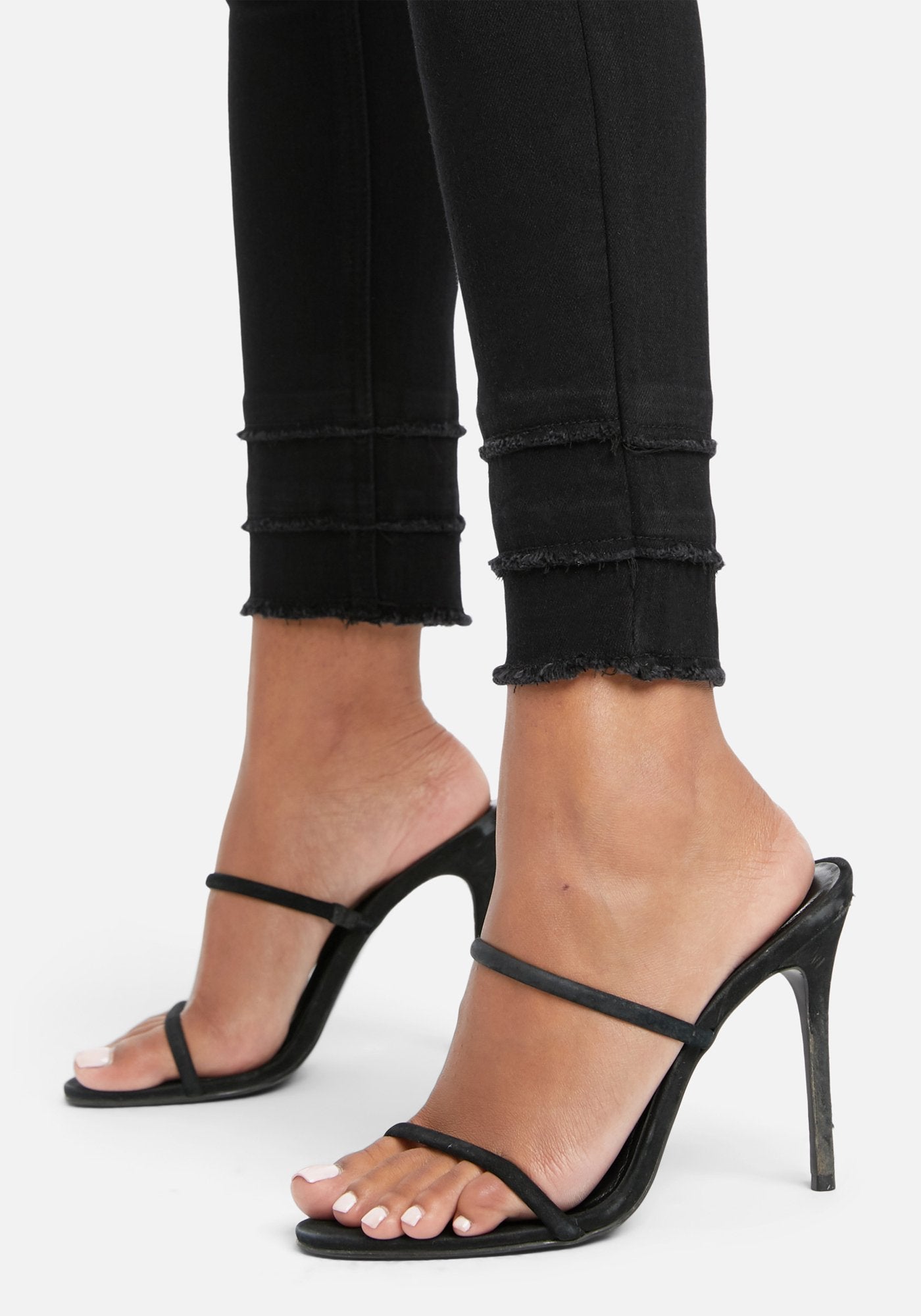 Tiered Raw Edge Hem Jeans