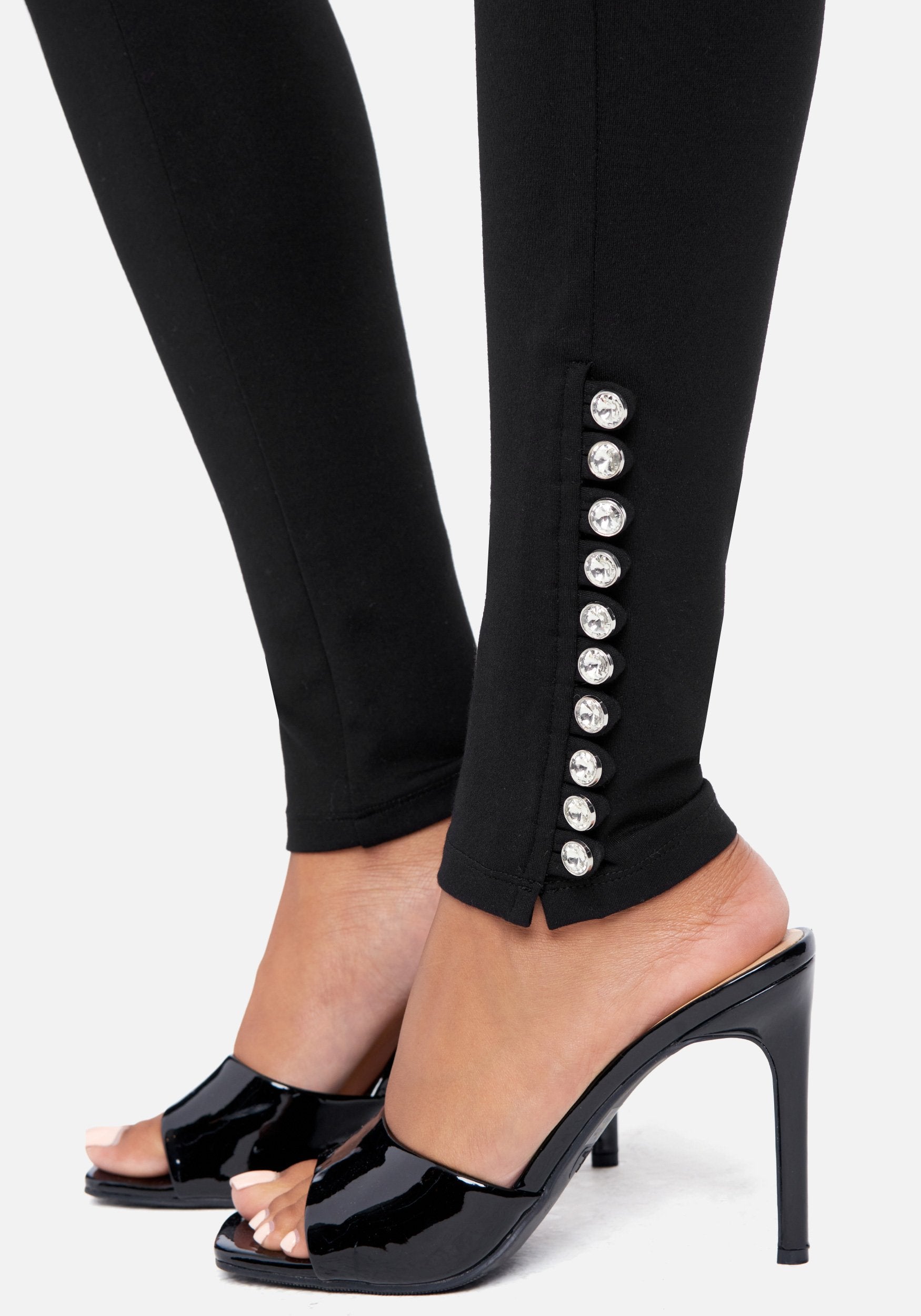 Multi Rhinestone Hem Legging