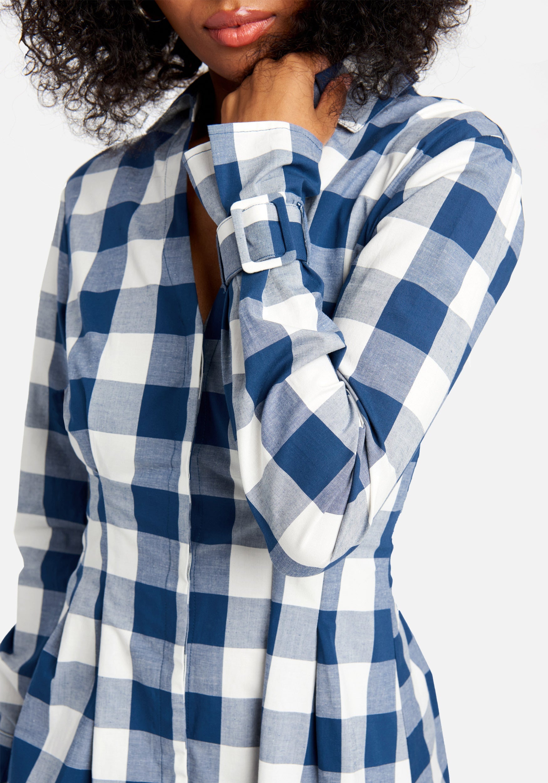 Printed Check Poplin Shirt Dress