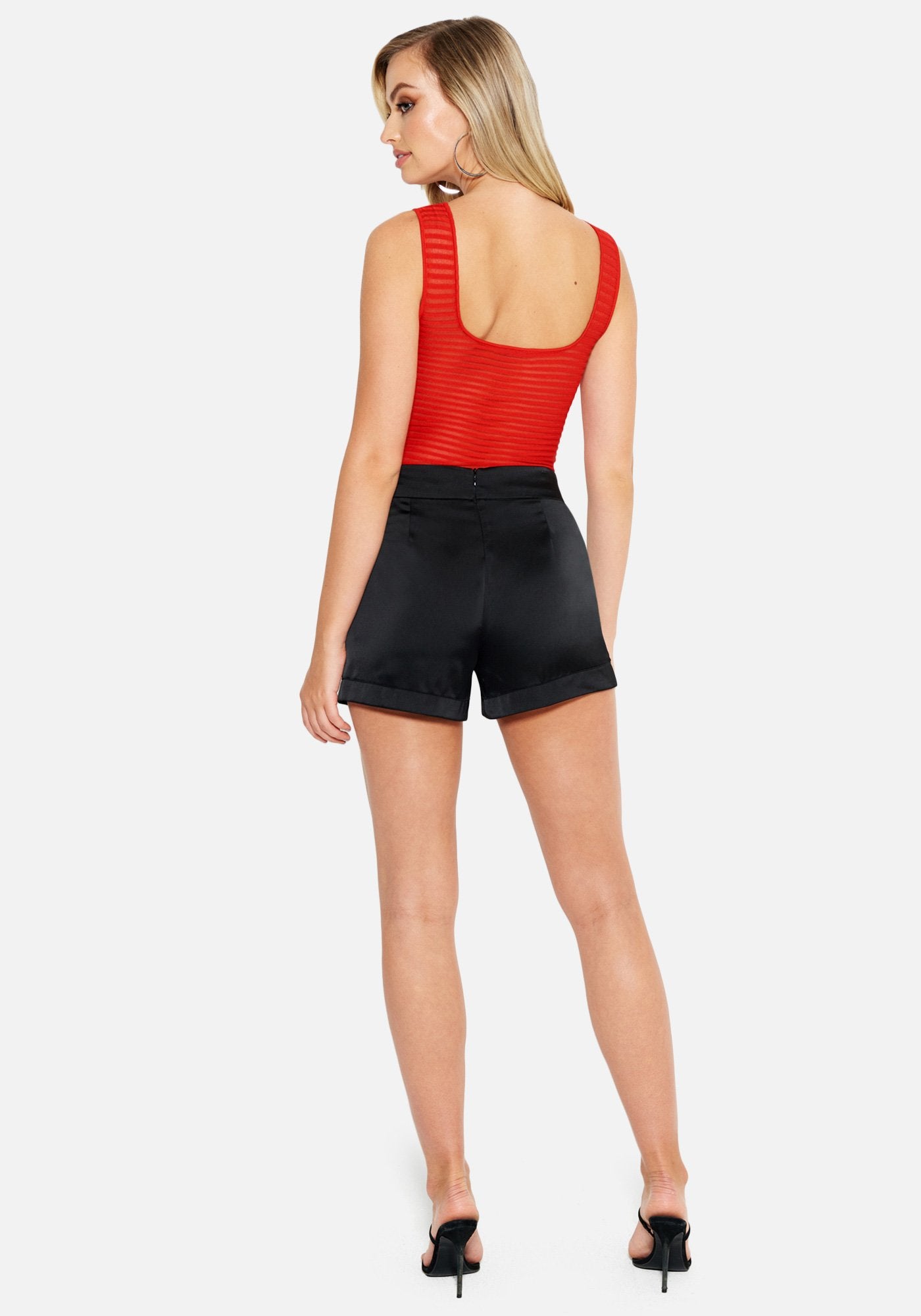 Grommet High Waist Crepe Shorts