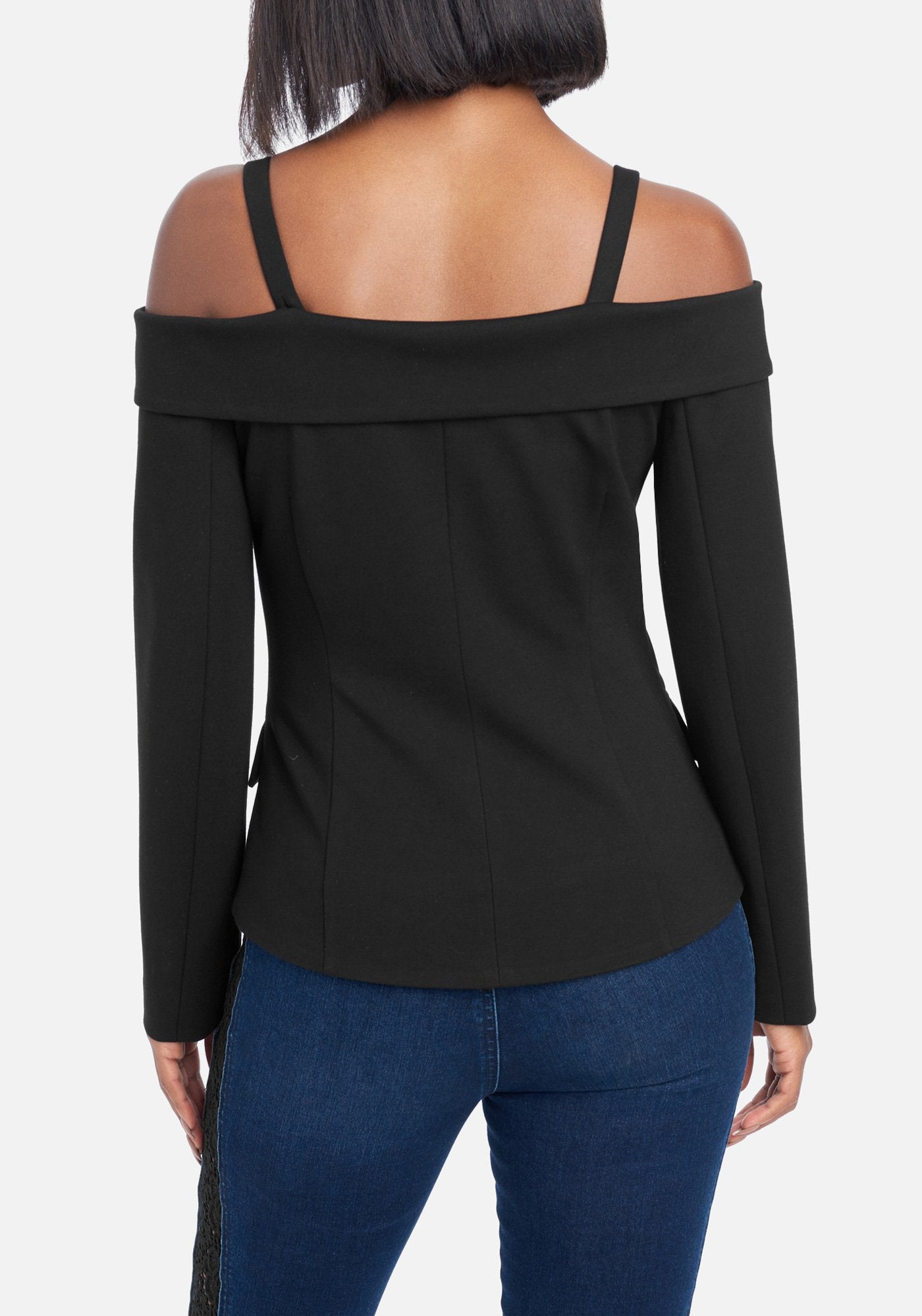 Off Shoulder Button Up Blazer