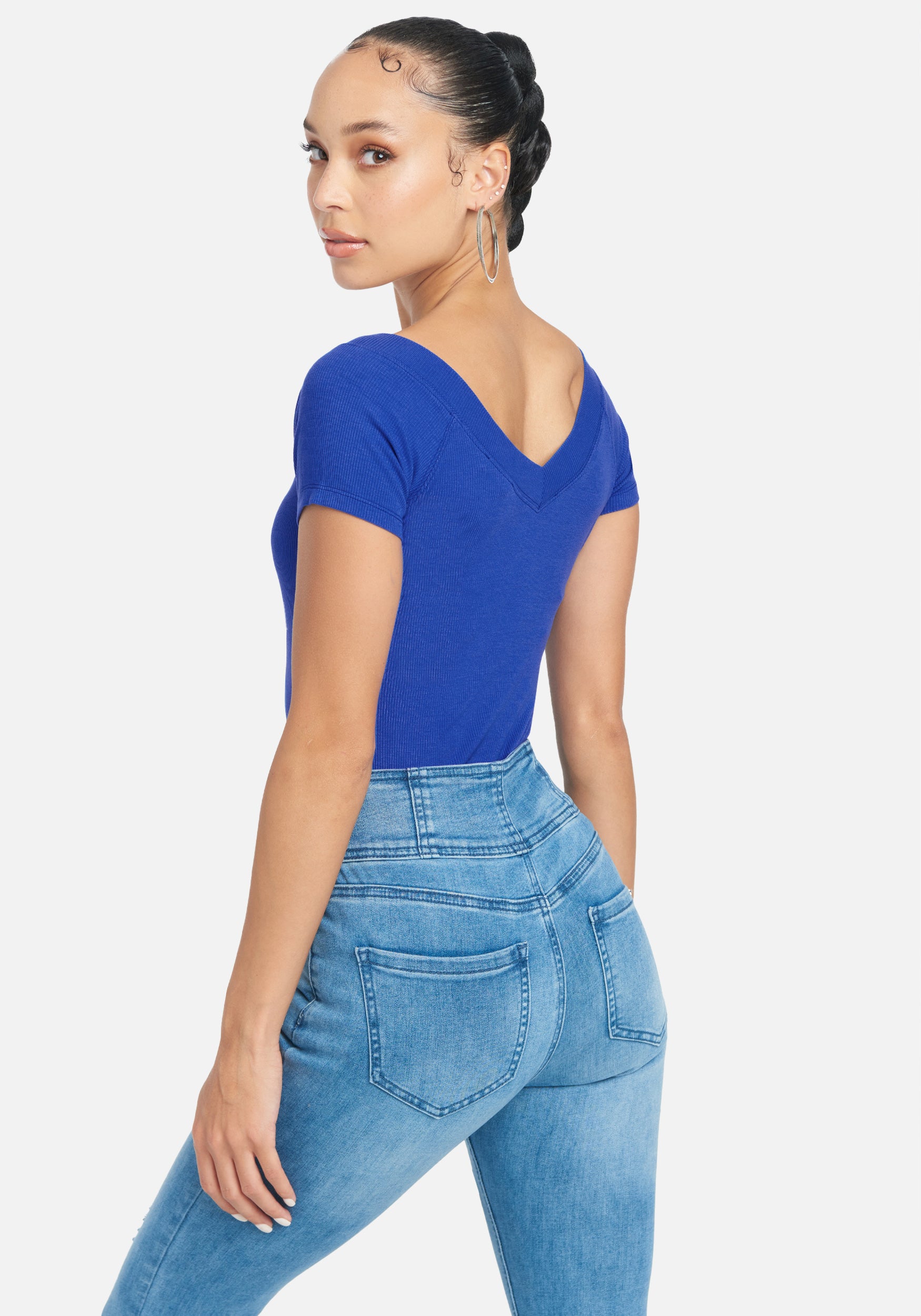 Crystal Logo Double V-Neck Short Sleeve Tee