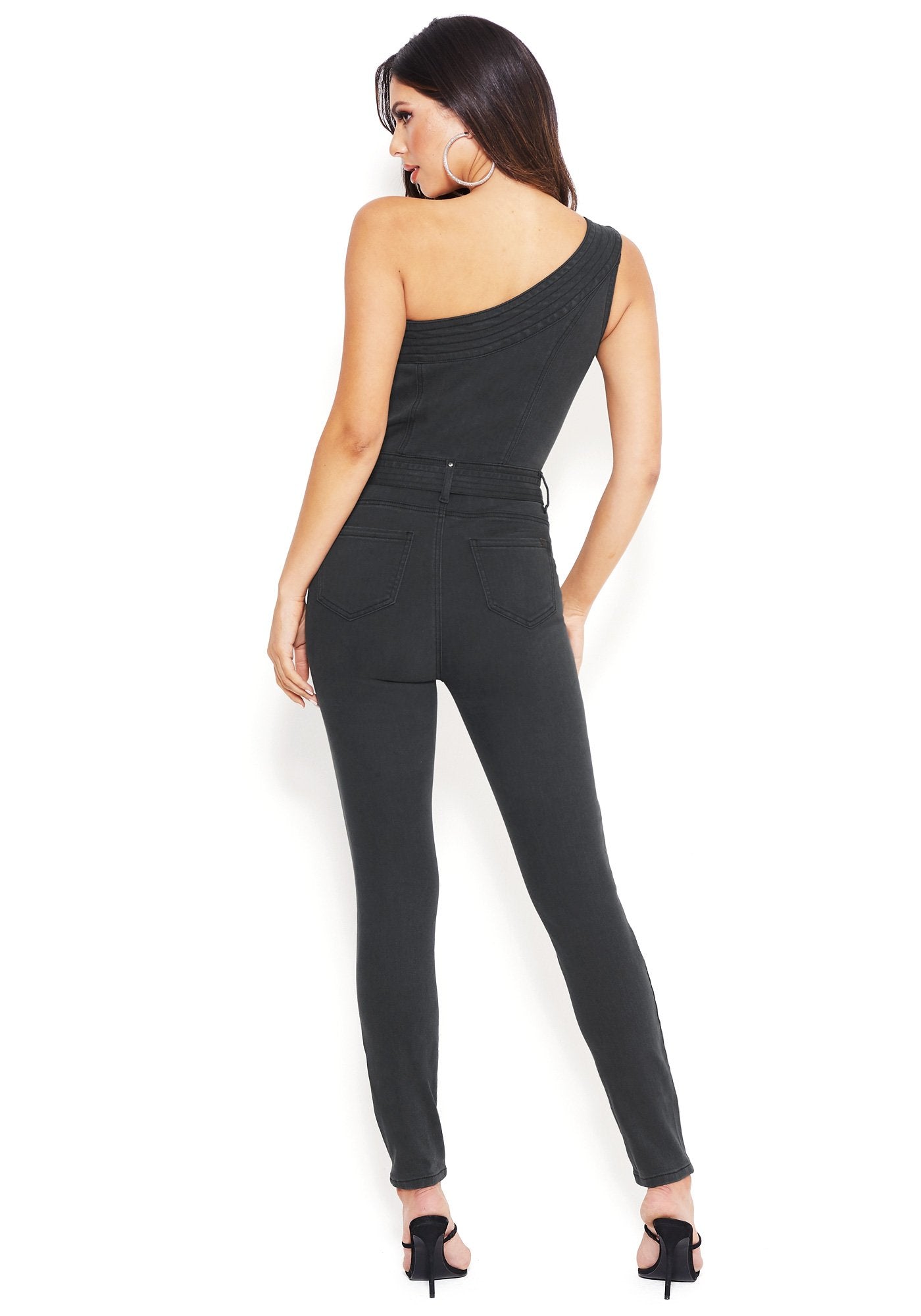 Denim One Shoulder Jumpsuit