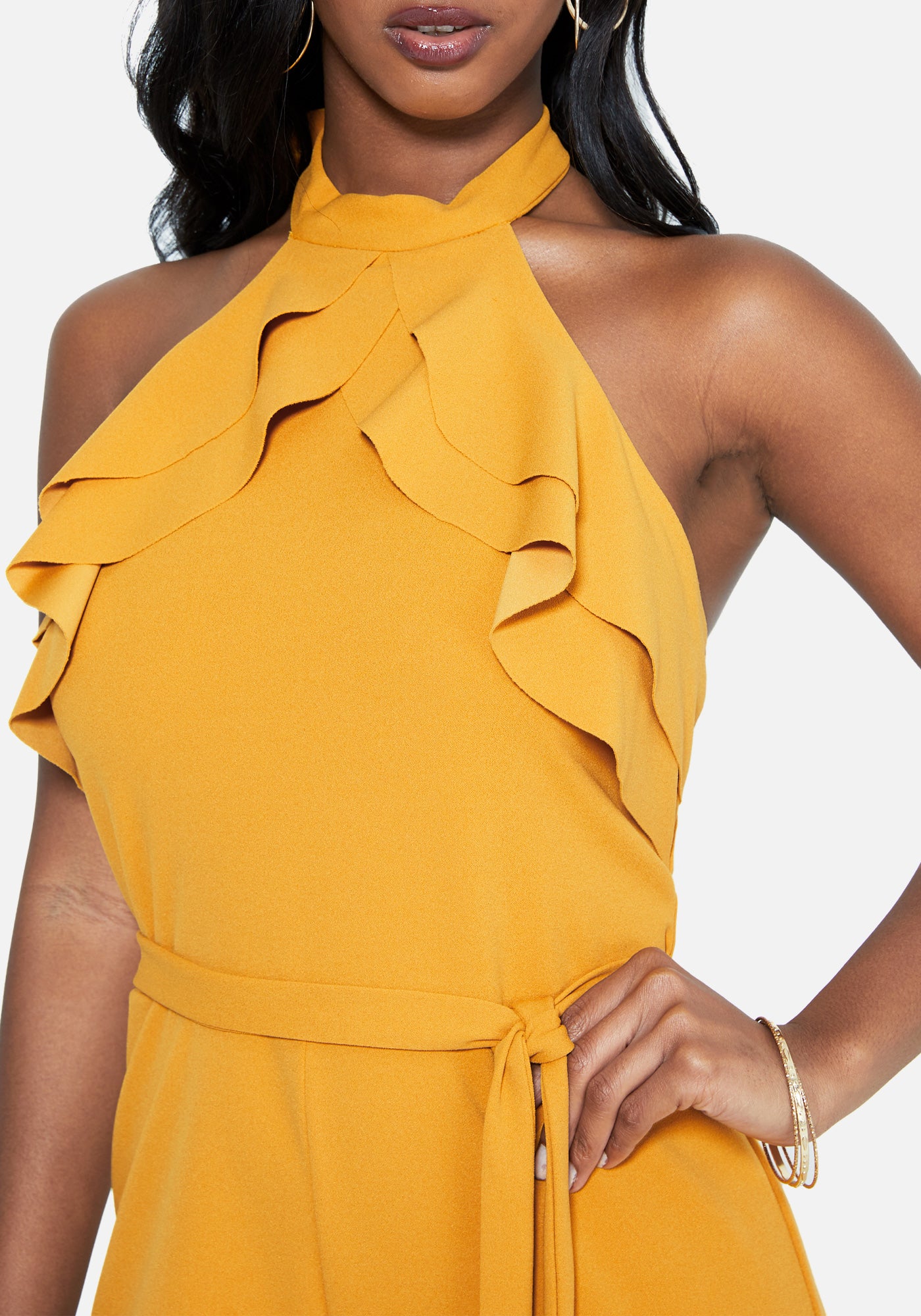 Double Ruffle Halter Jumpsuit