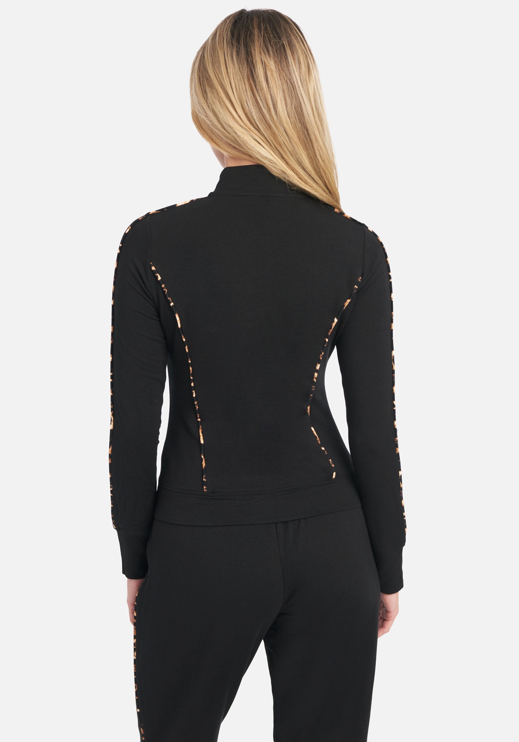 Bebe Logo French Terry Leopard Print Jacket