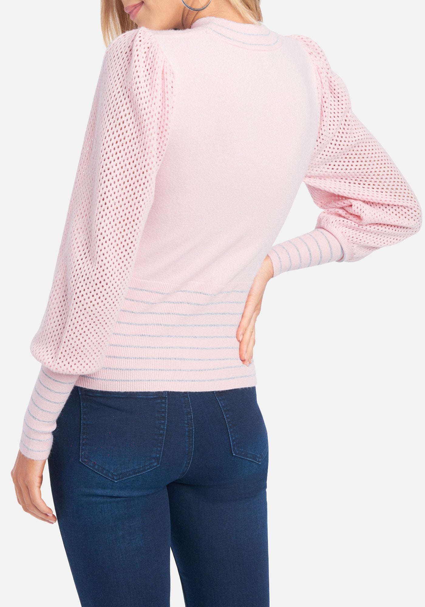 Bebe Logo Metallic Yarn Sweater