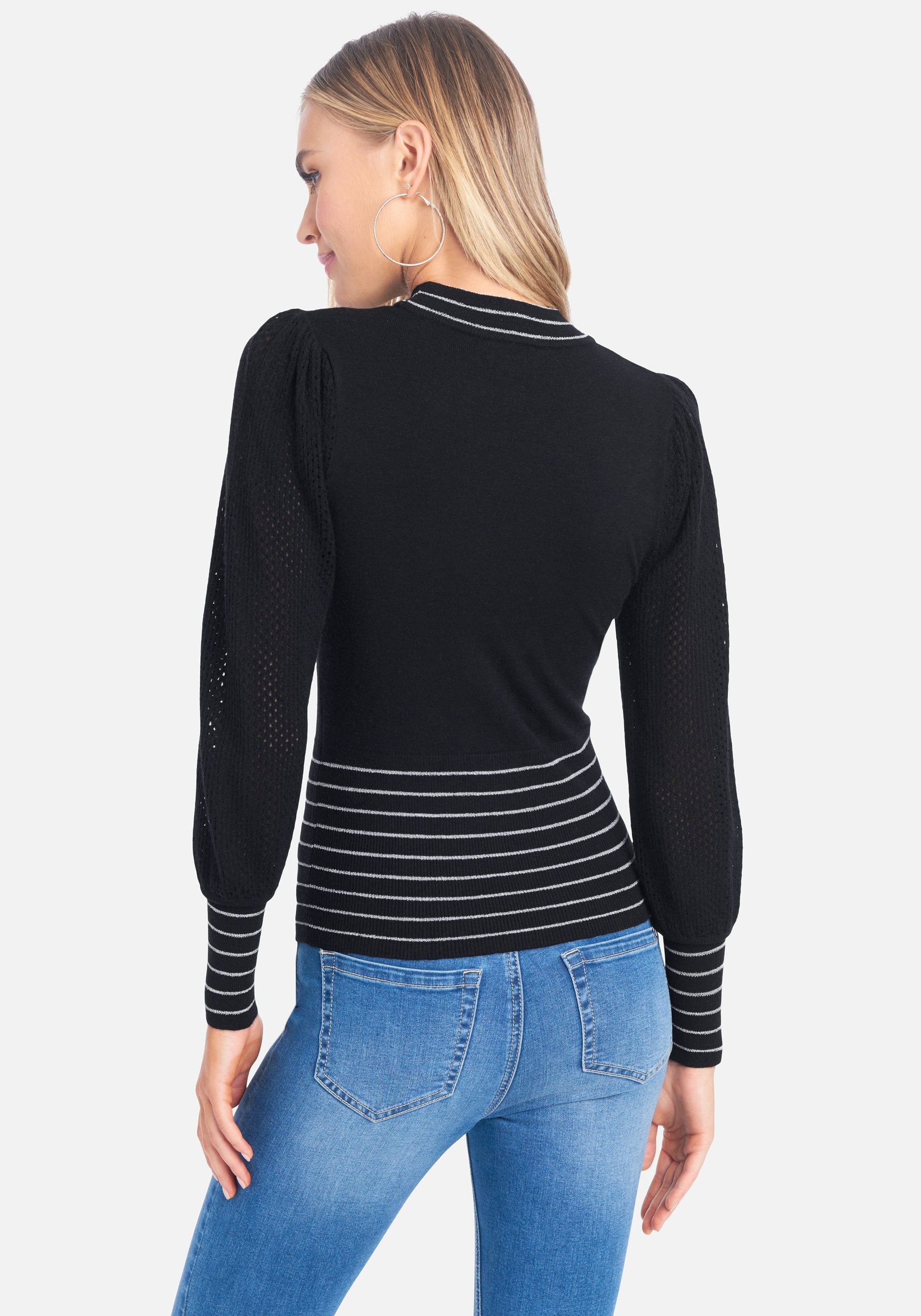 Bebe Logo Metallic Yarn Sweater