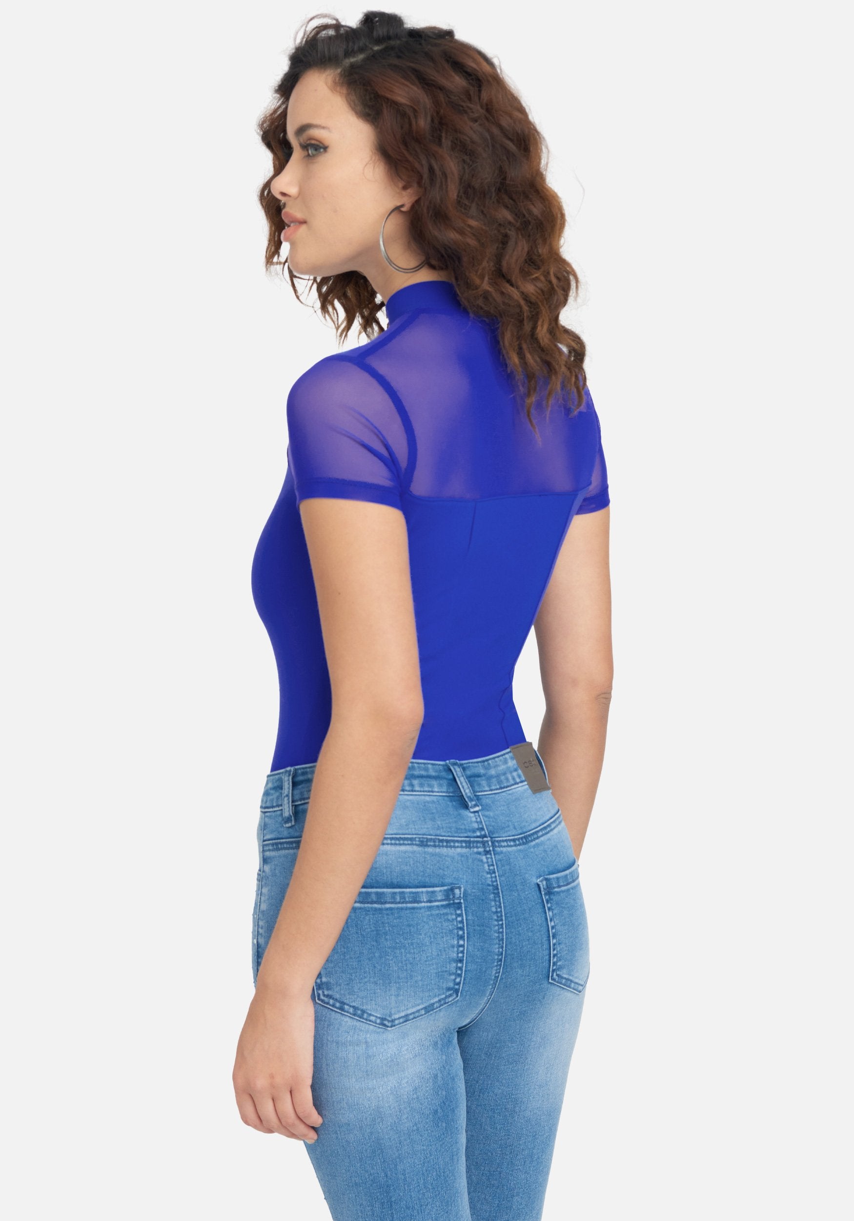 Knit With Mesh Short Sleeve Top
