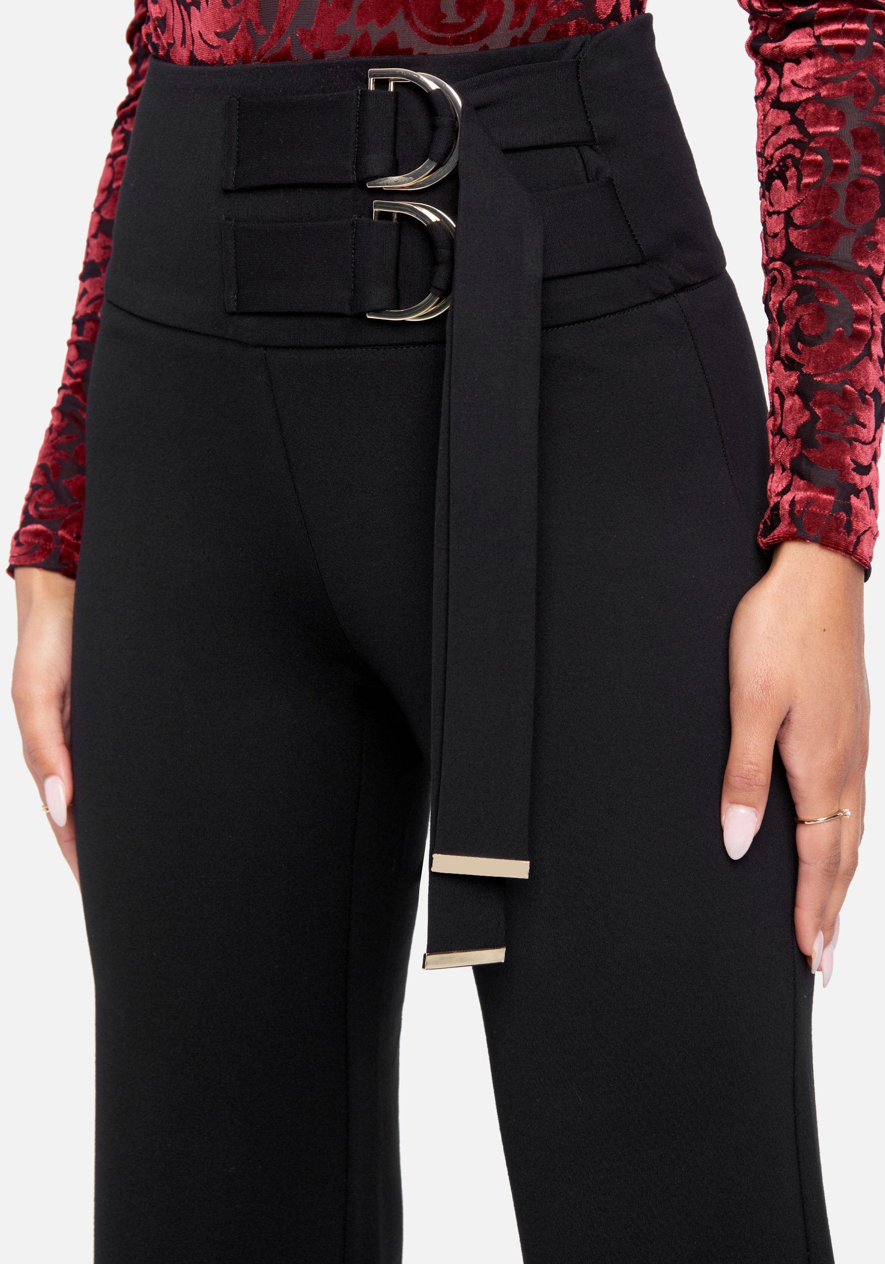 Double Side Ring With Tie Wide Leg Pants