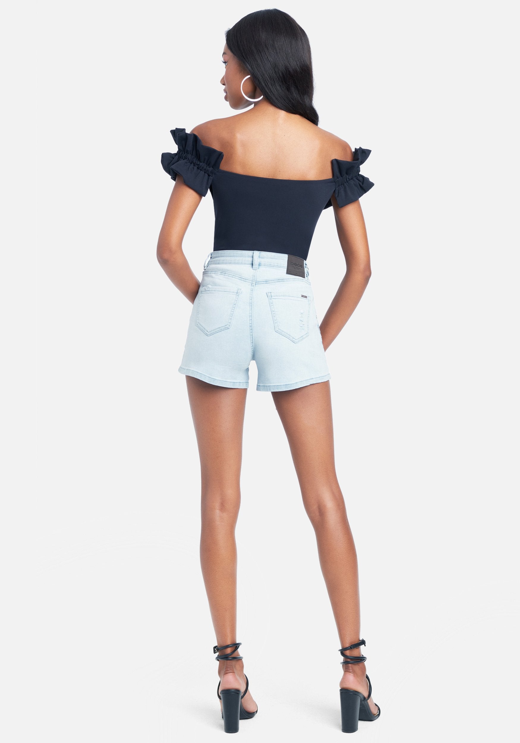 High Waist Button Fly Shorts