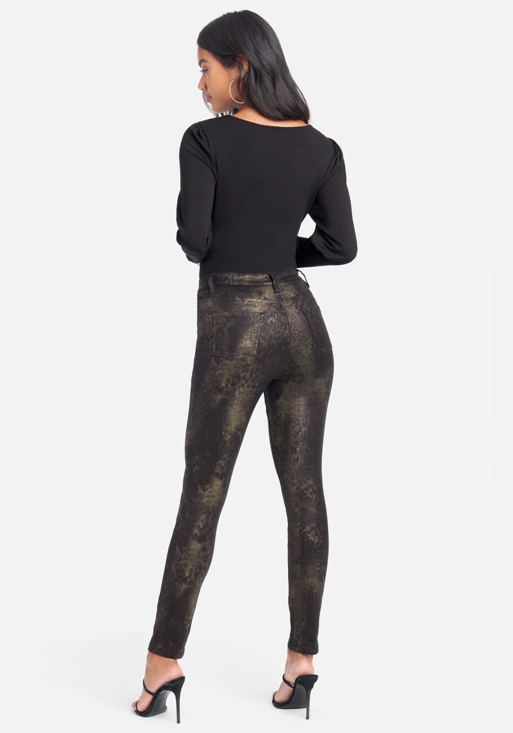 Snakeskin Printed Skinny Jeans