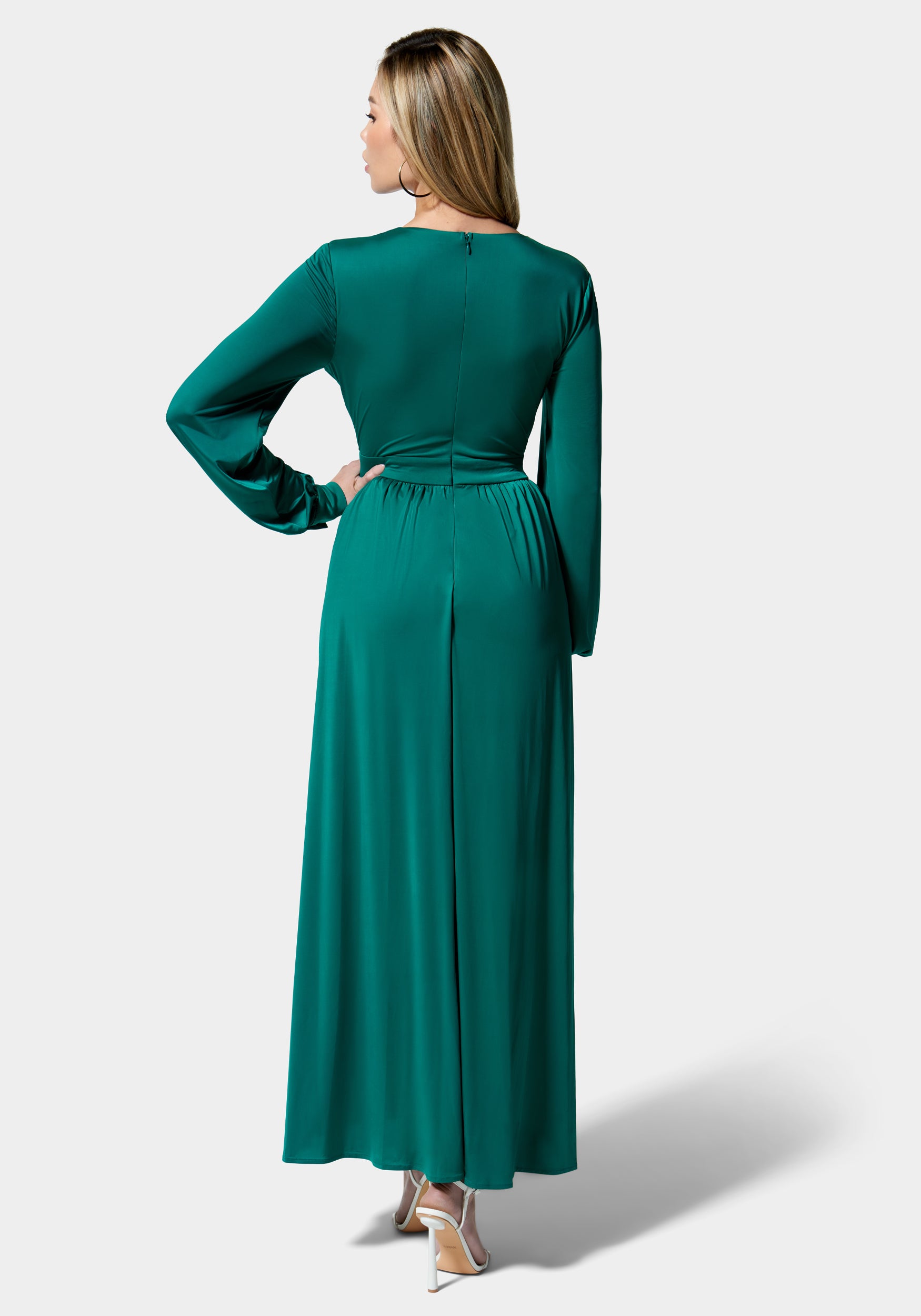 Deep V Solid Maxi Dress