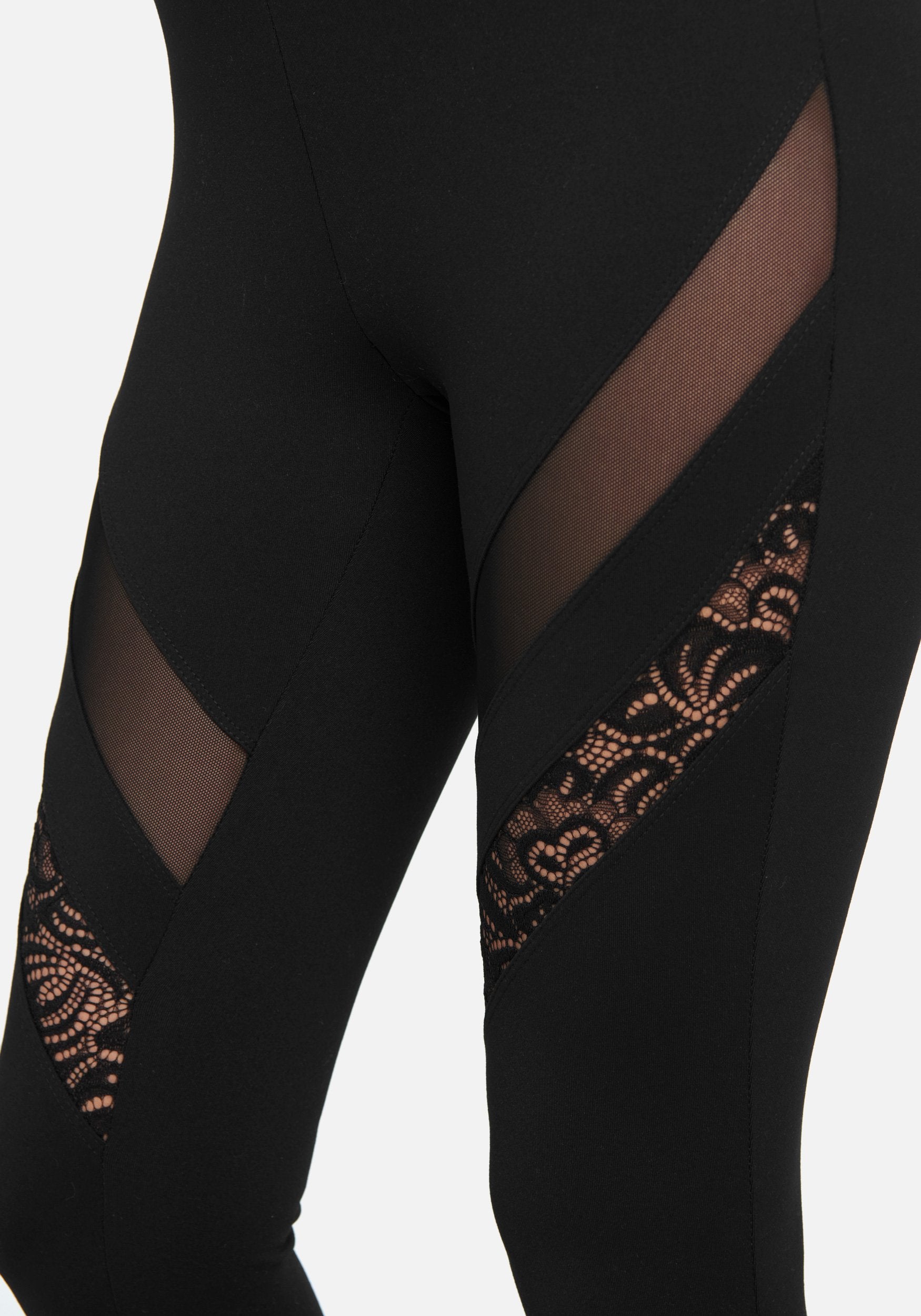 Mesh And Lace Detail Leggings