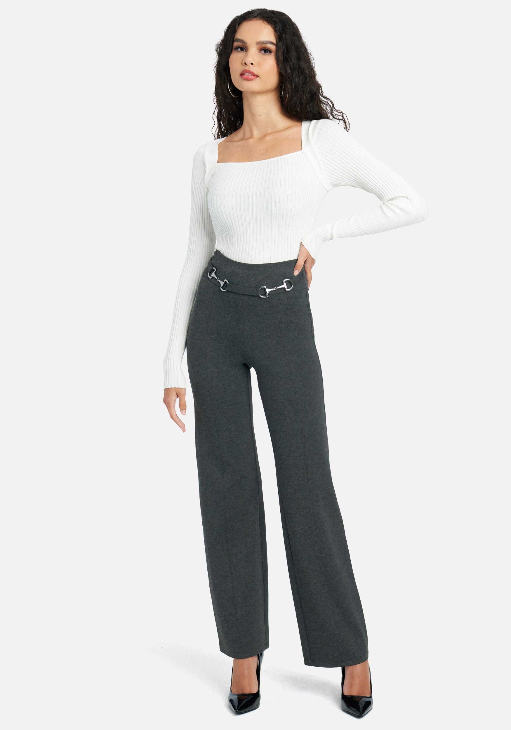Front Seam With Buckle Detail Pants