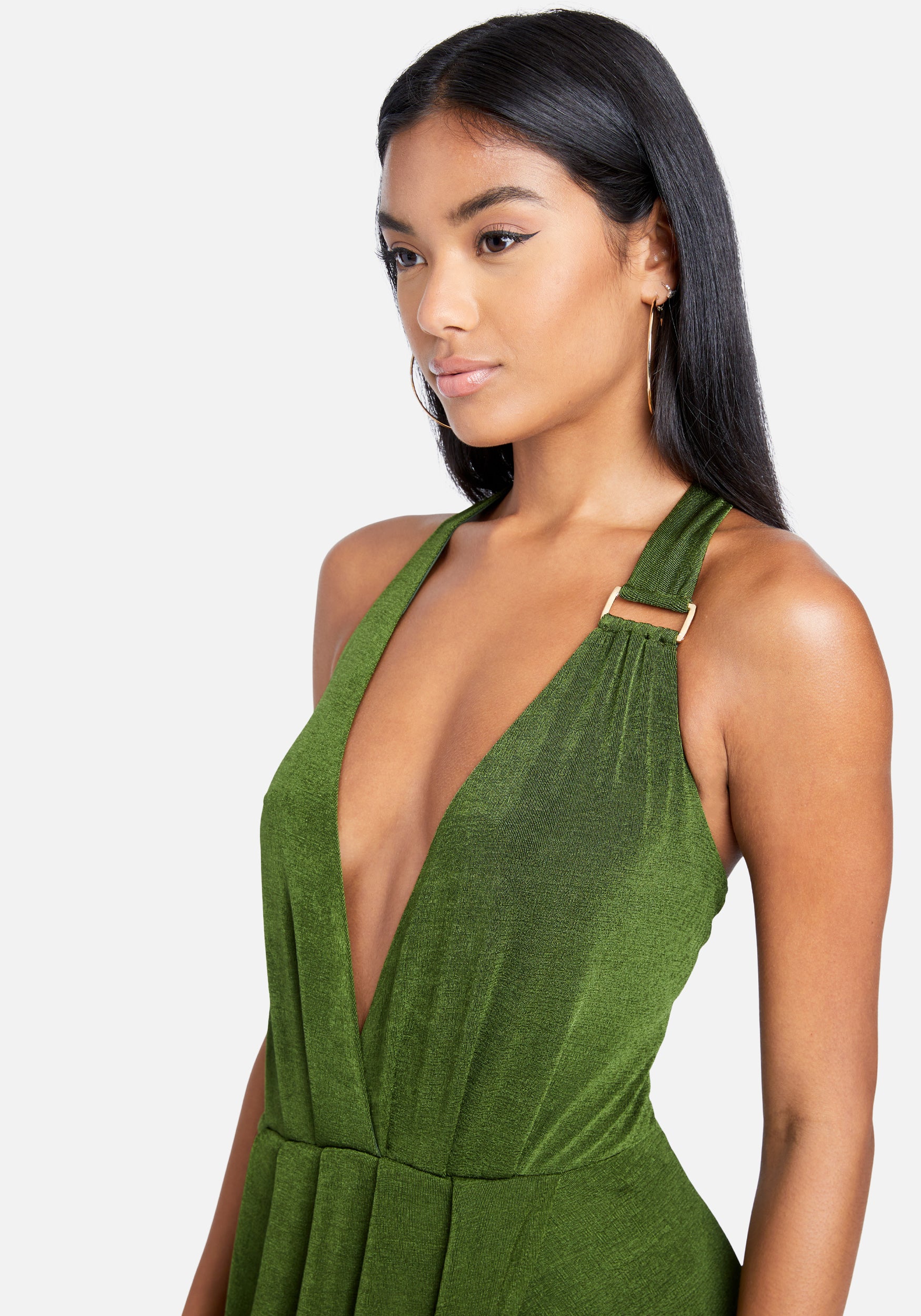 Asymmetrical Halter Neck Slinky Dress