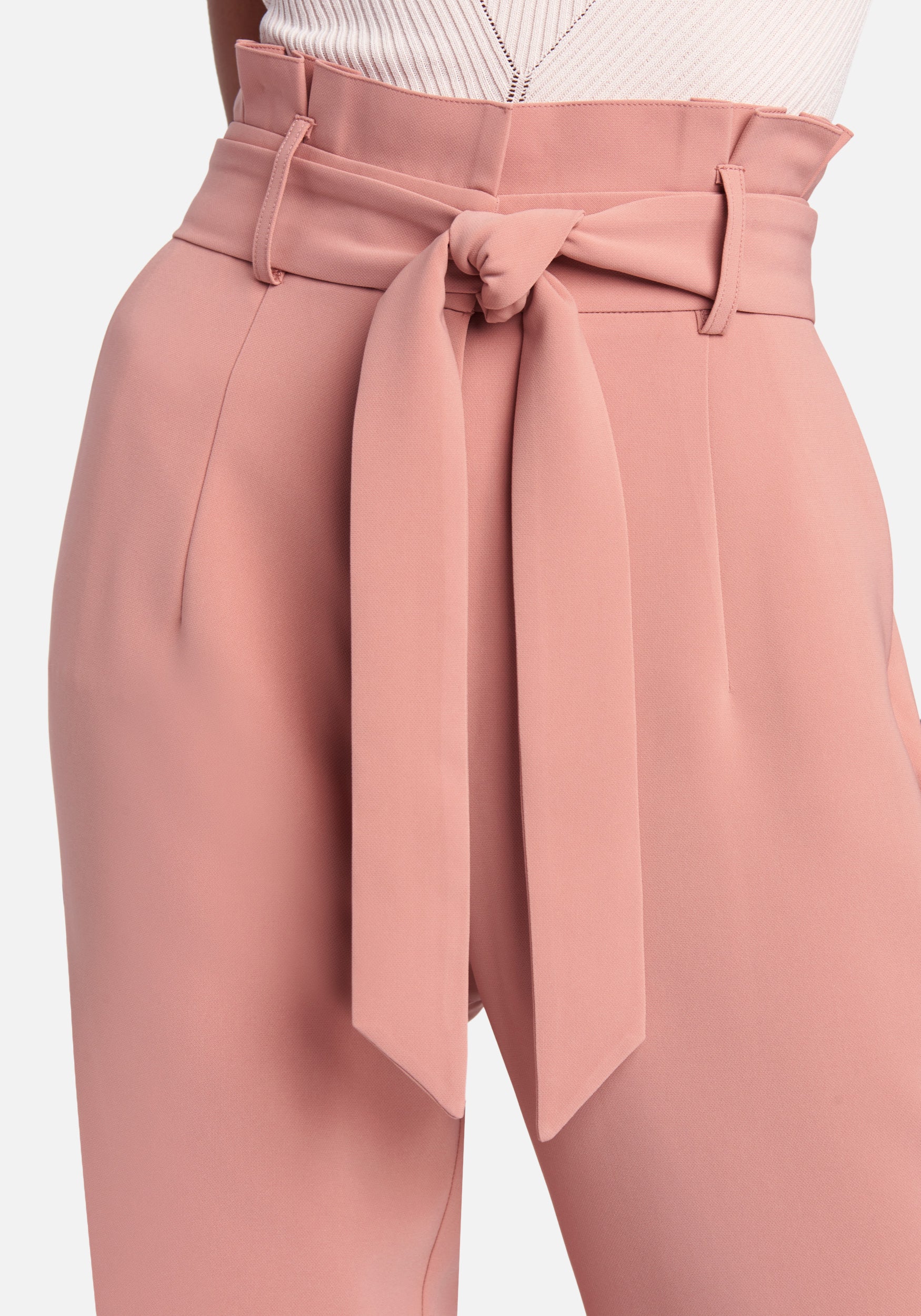 High Waist Paper Bag Self Tie Wide Leg Pant