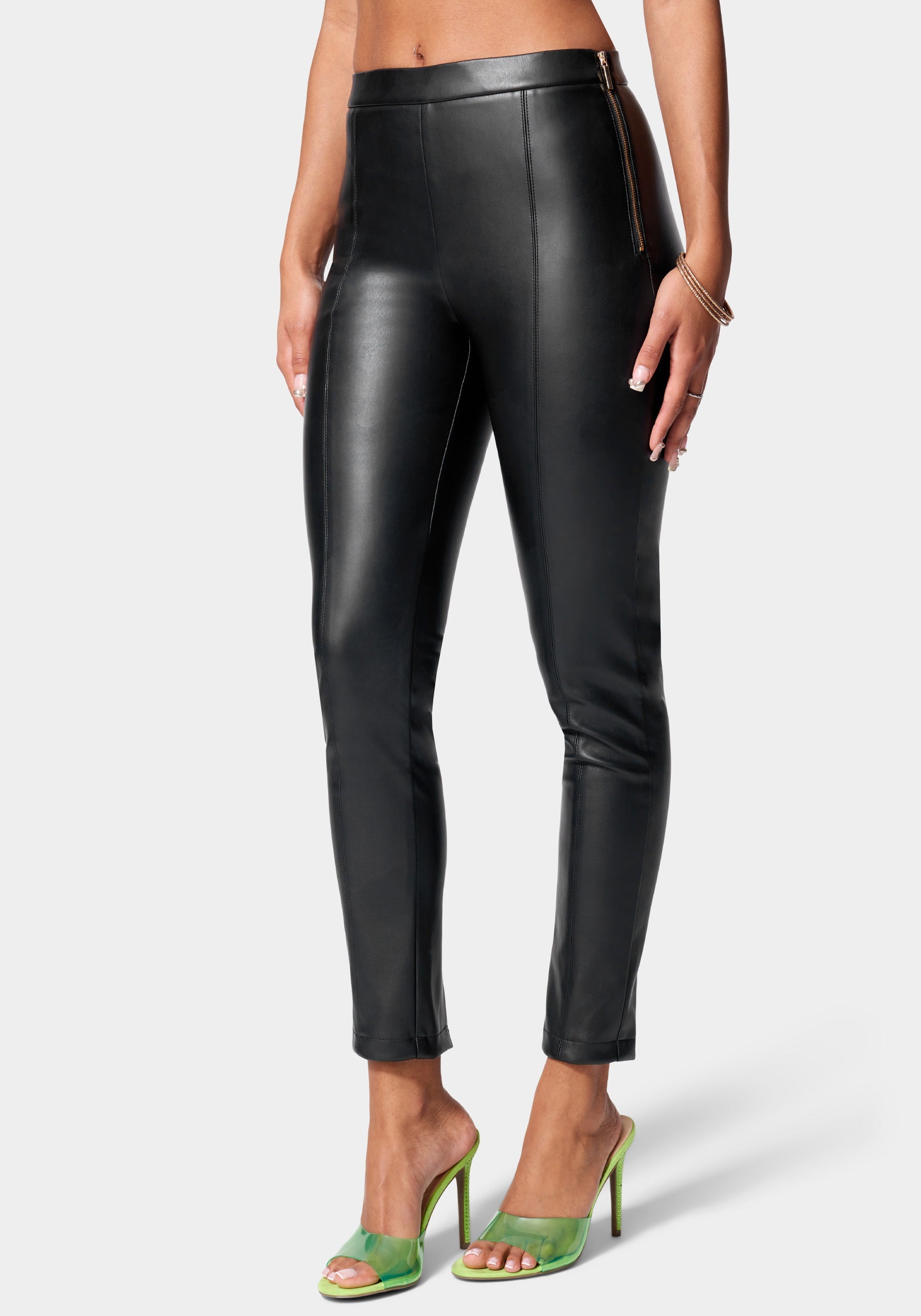 Side Zipper Vegan Leather Legging