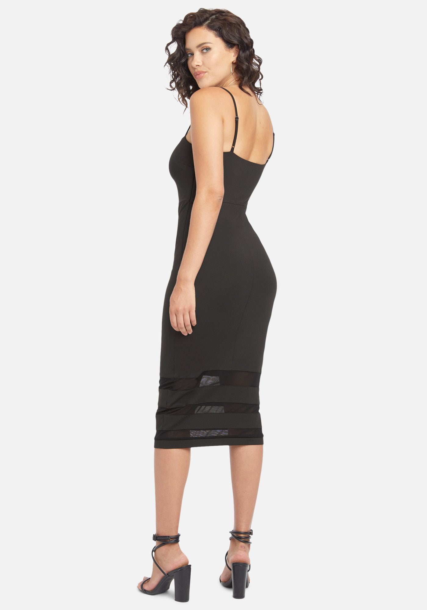 Mesh Inset Tube Midi Dress