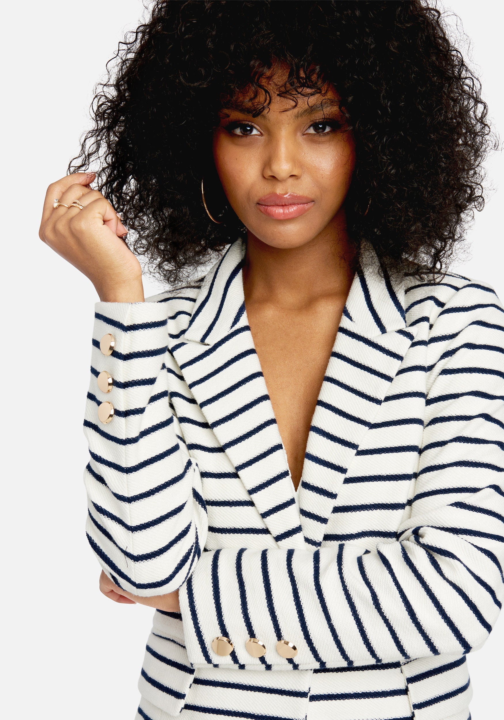 Stripe Knit Blazer Jacket